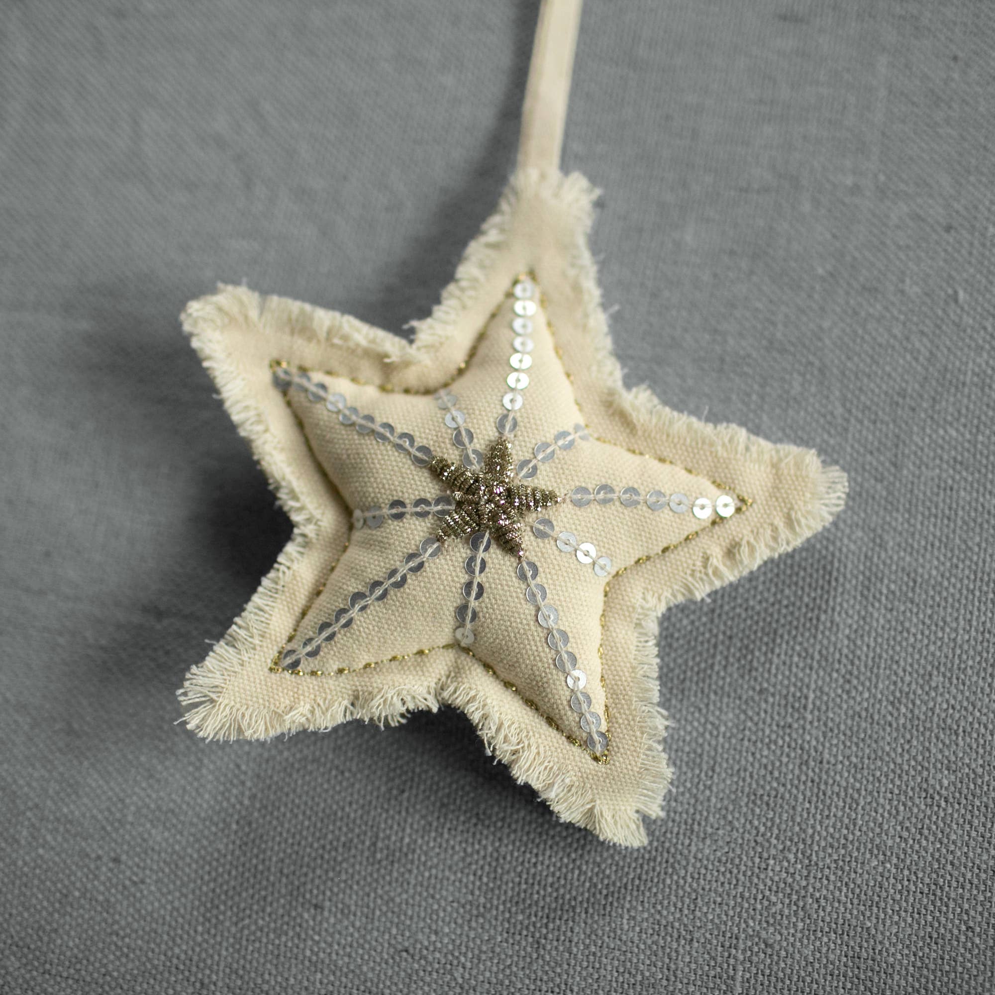 Sequin Bullion Star - Cotton & Lavender filled Ornament