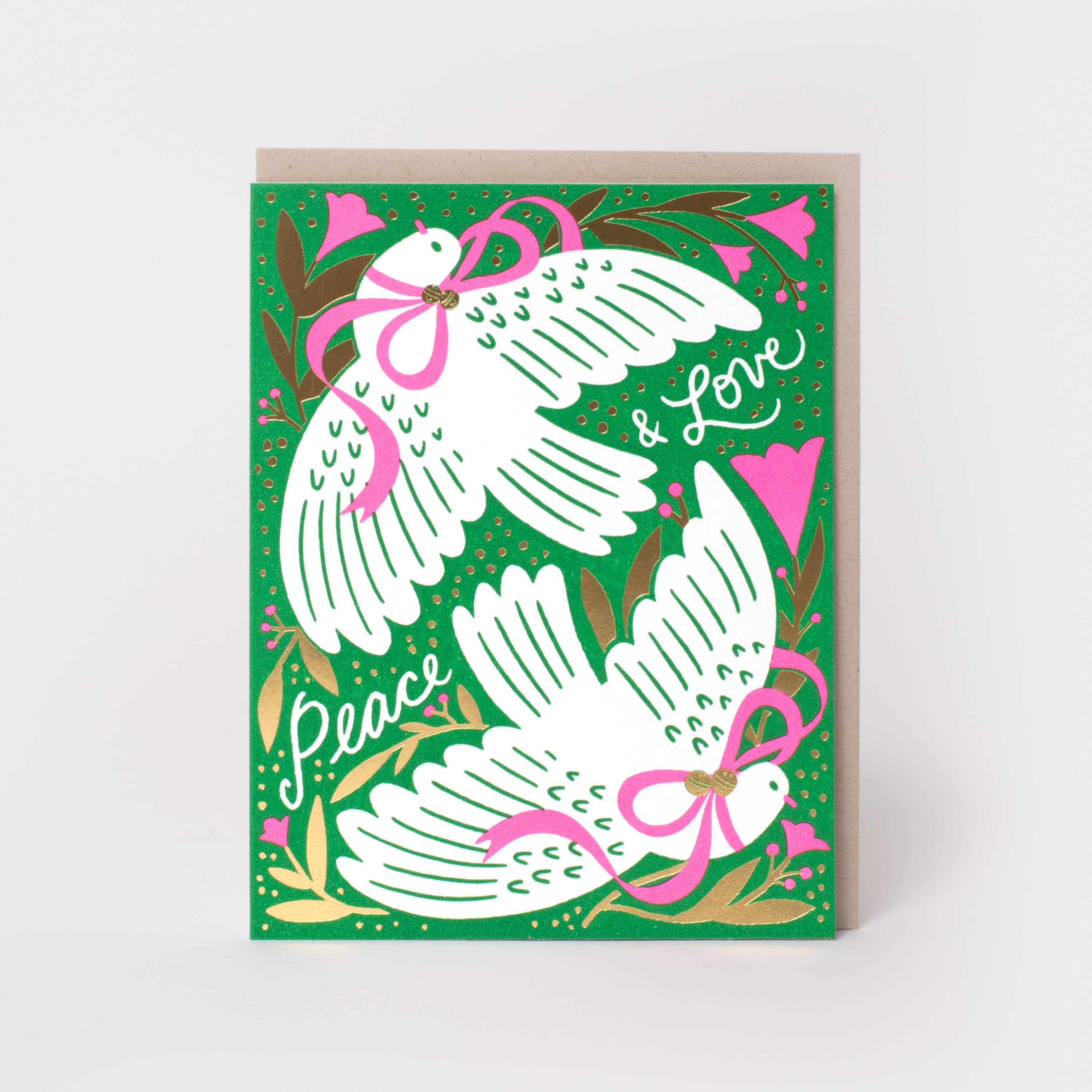 Peace & Love Doves Holiday Card by Hello!Lucky: Plastic Sleeve