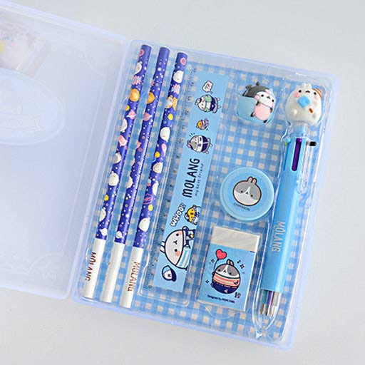 DARK BLUE Molang Stationery Set – Cute School Supplies Gift Pack