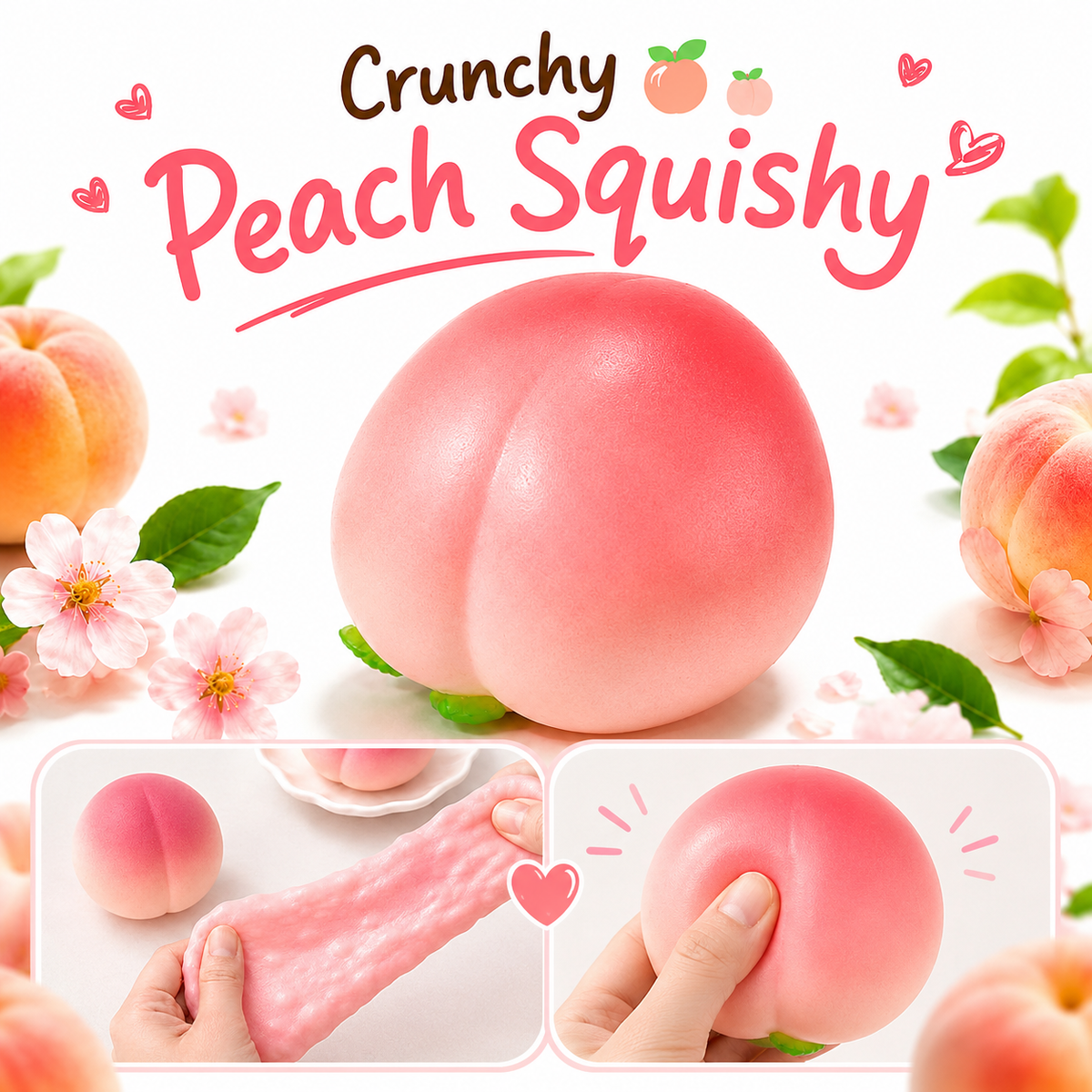 Peach Crunch Squishy – Soft & Stretchy ASMR Fidget Toy