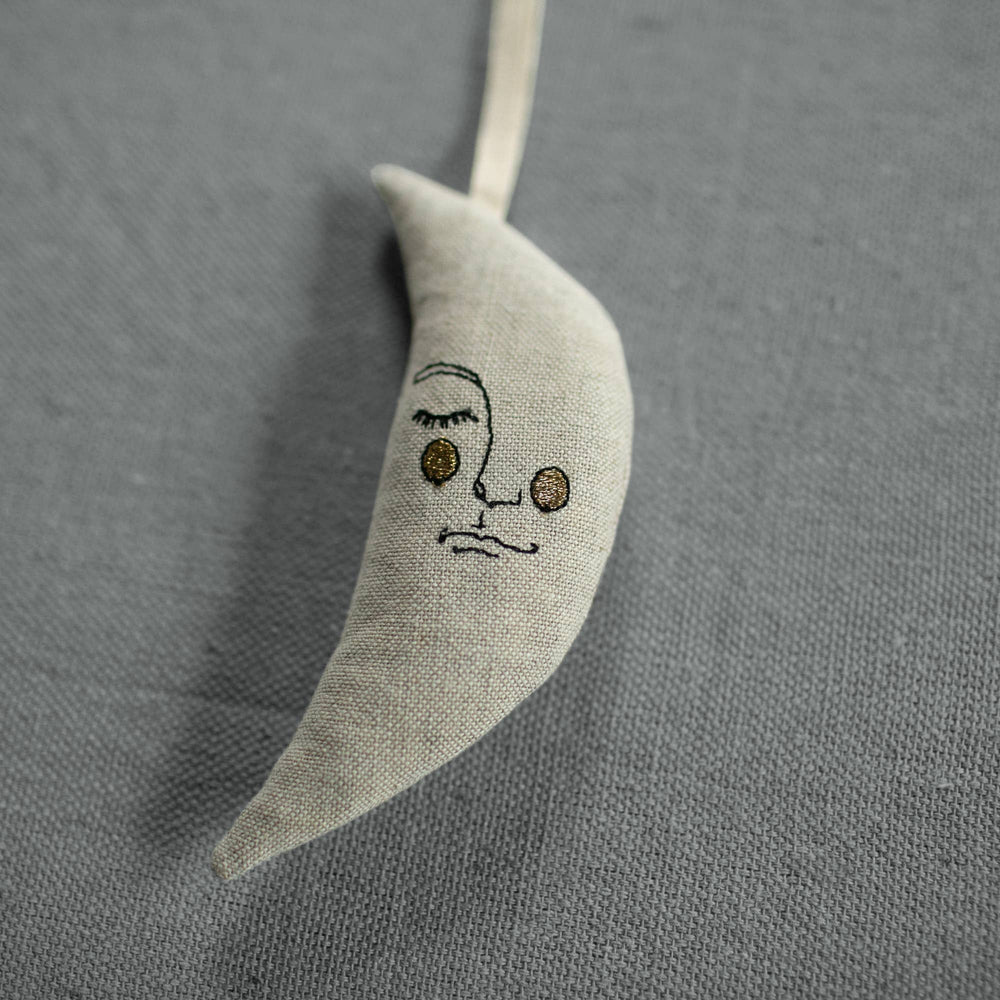 Beige/Gold Moon Man - Lavender & Cotton Ornament, Token