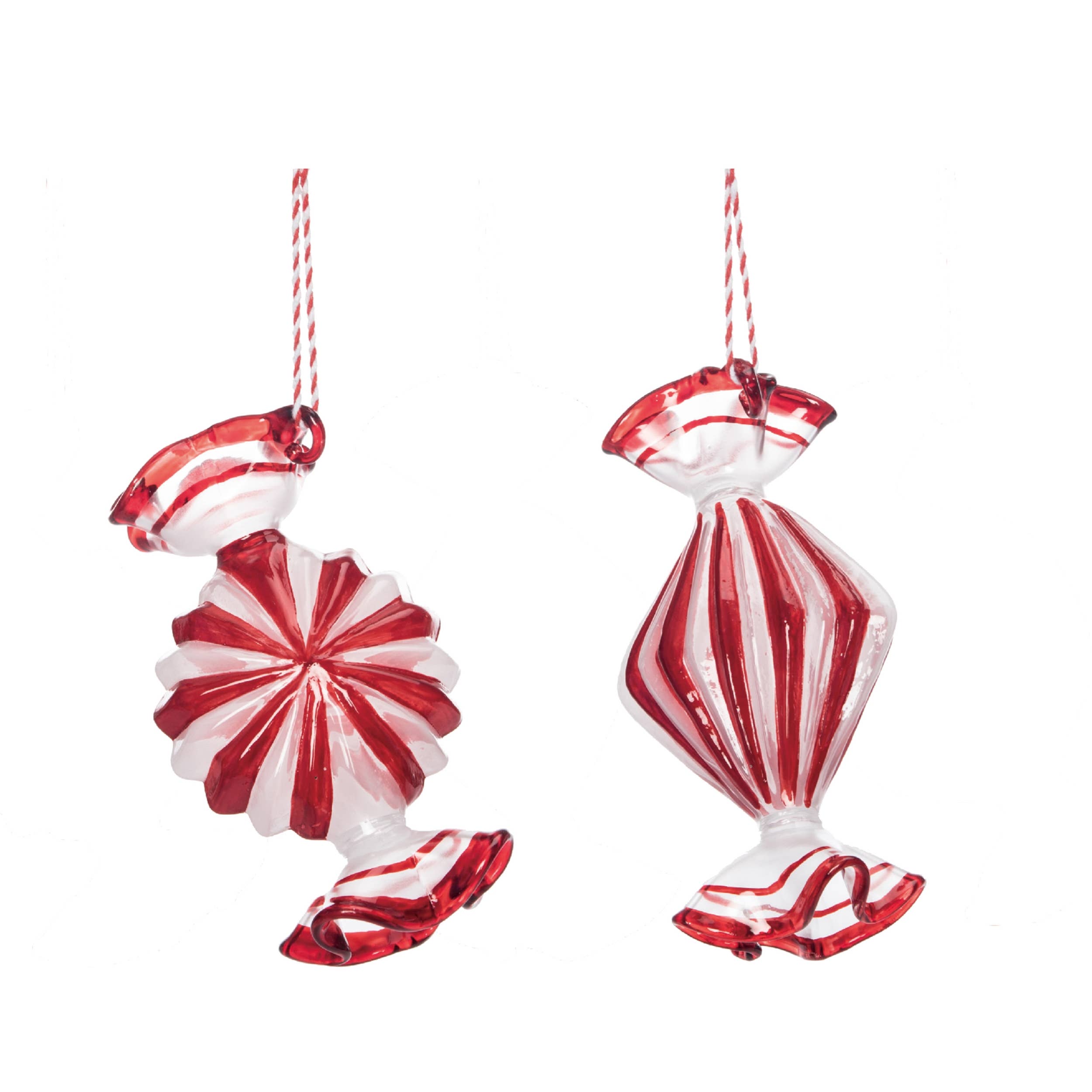 Christmas Glass Peppermint Candies Ornament Glass - Round