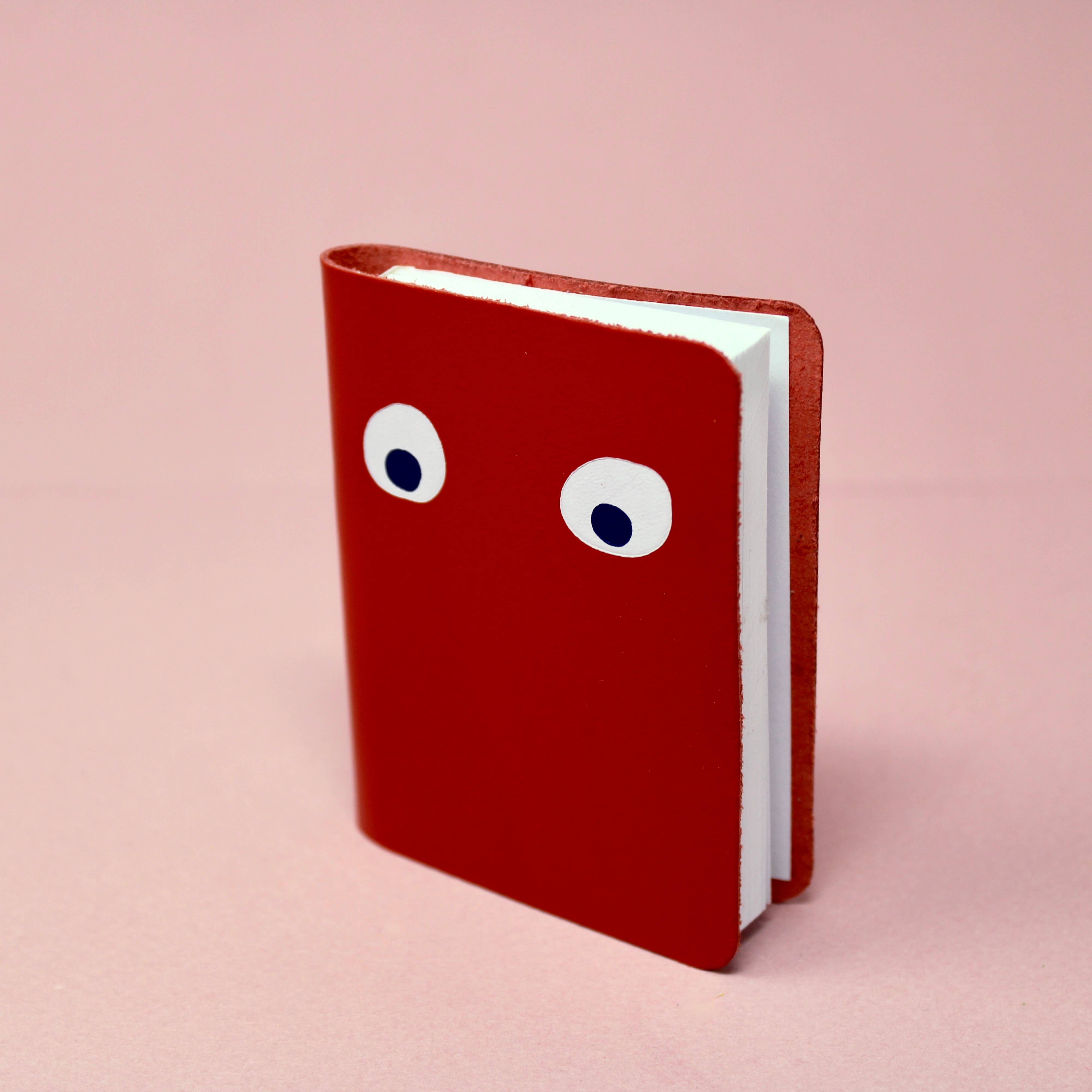 Googly Eye Mini Leather Notebook: Apple Green