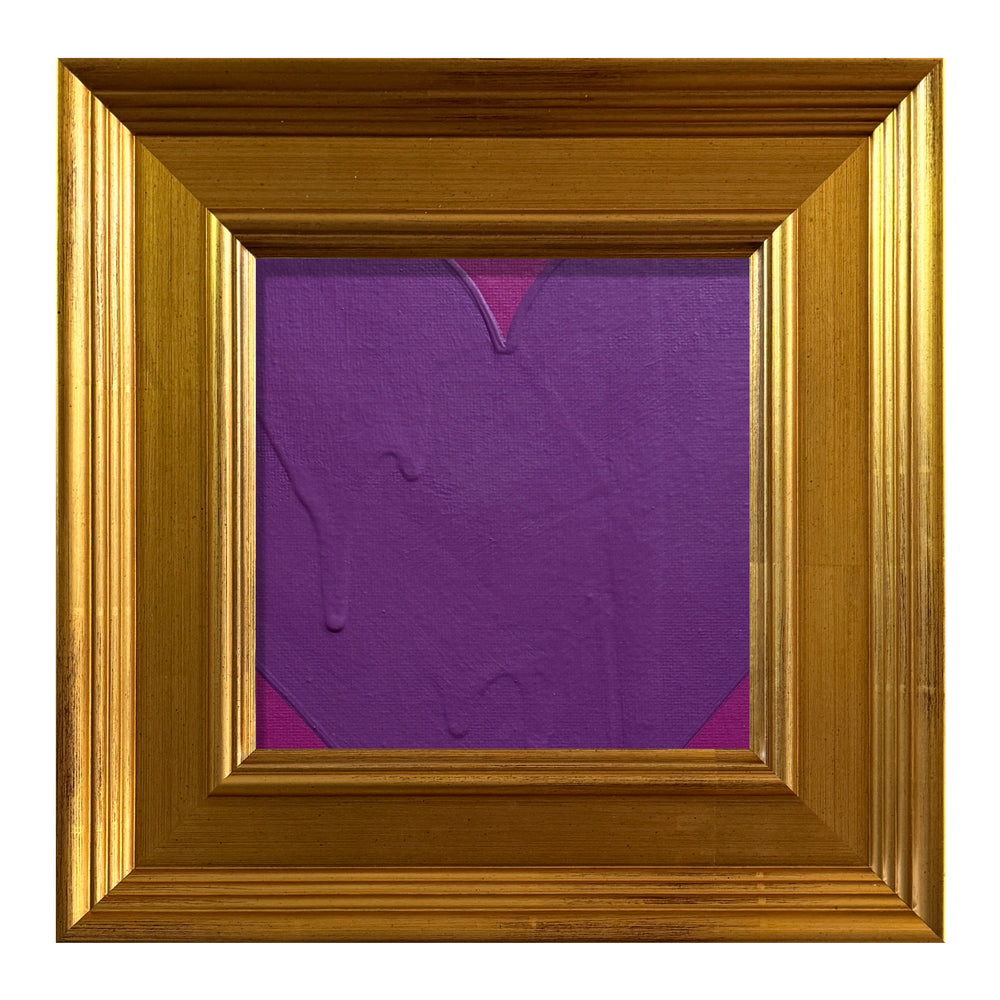 RON GIUSTI MINI PETITE HEART VIOLET PURPLE ACRYLIC PAINTING  - 6x6