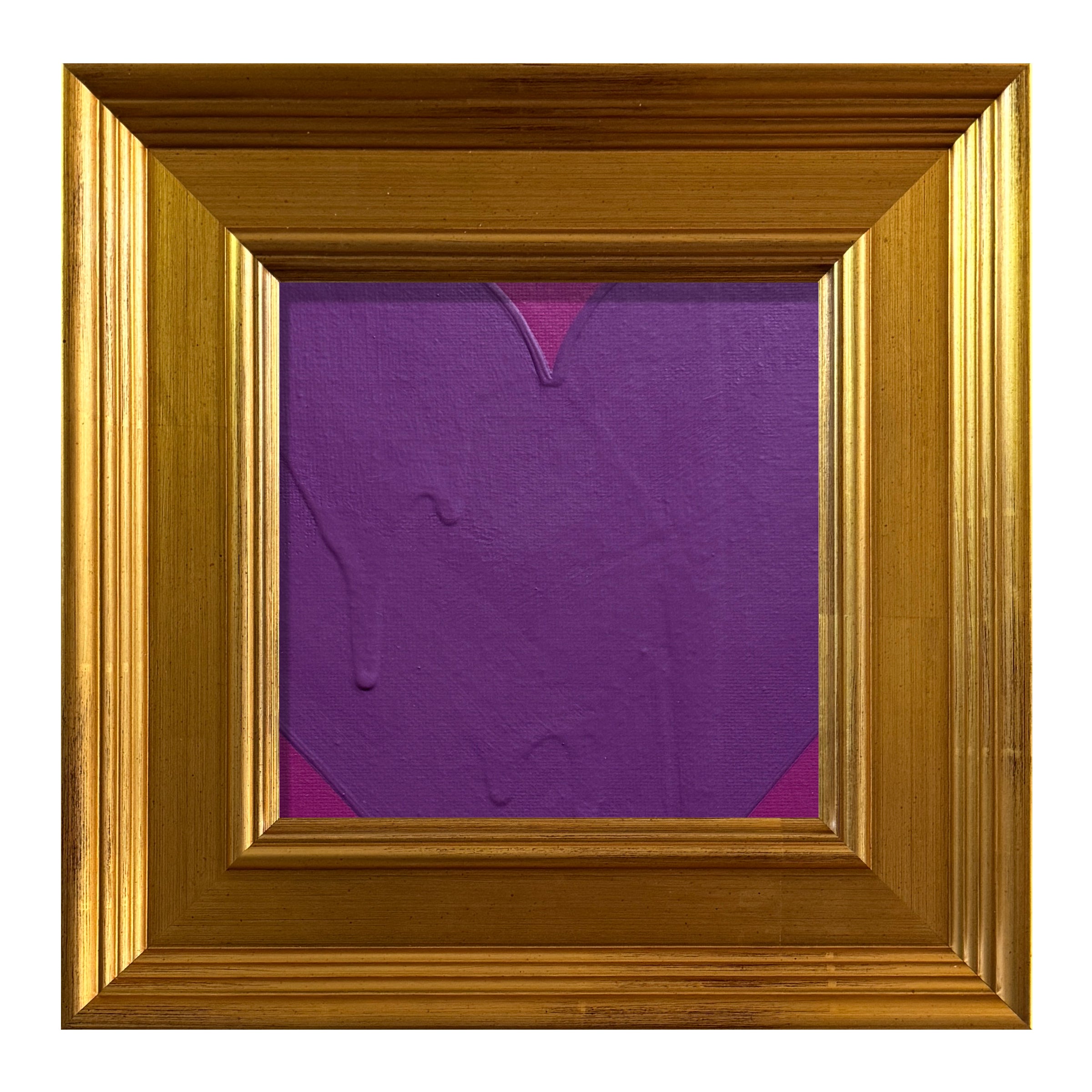 RON GIUSTI MINI PETITE HEART VIOLET PURPLE ACRYLIC PAINTING  - 6x6