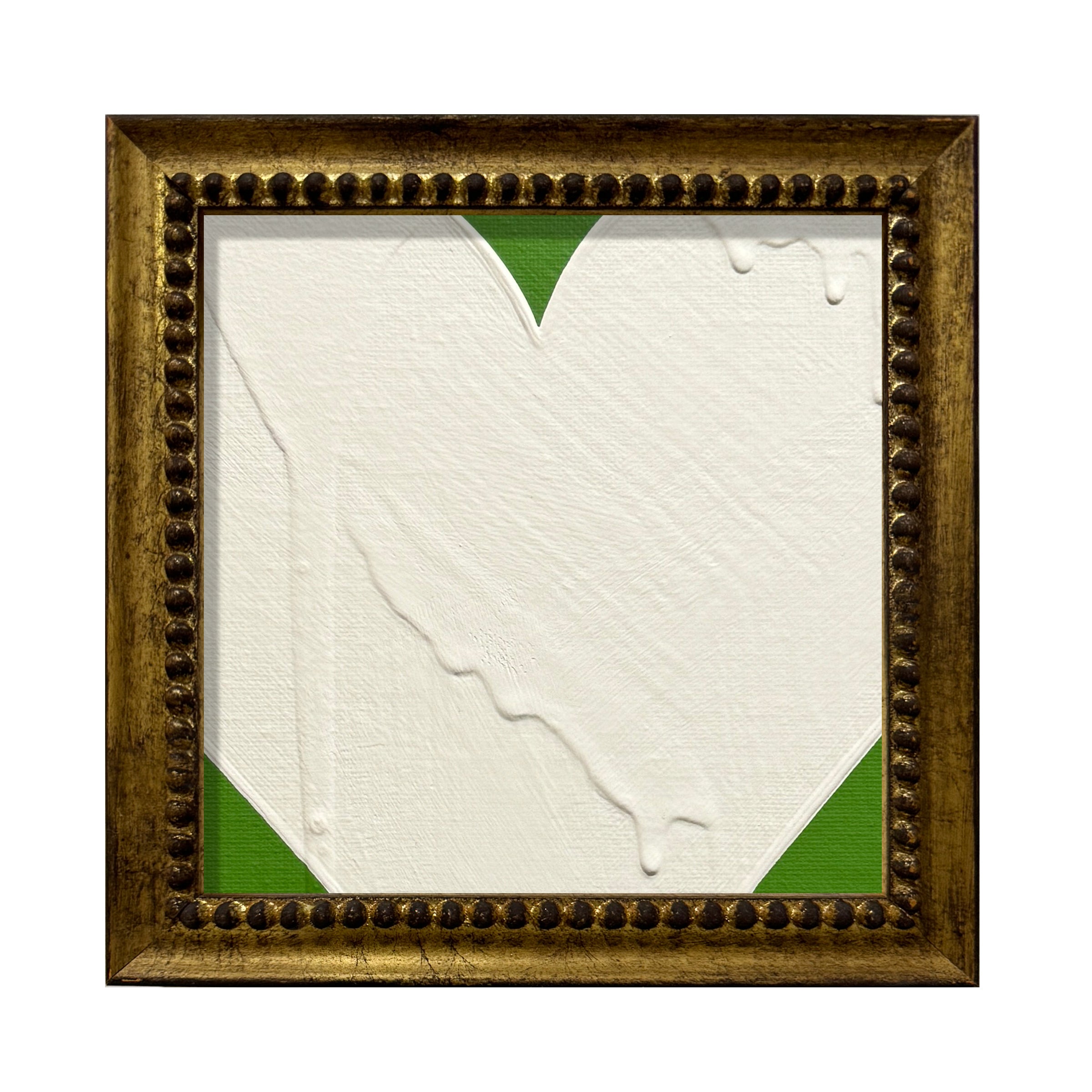 RON GIUSTI MINI PETITE HEART KELLY CREAM ACRYLIC PAINTING  - 6x6