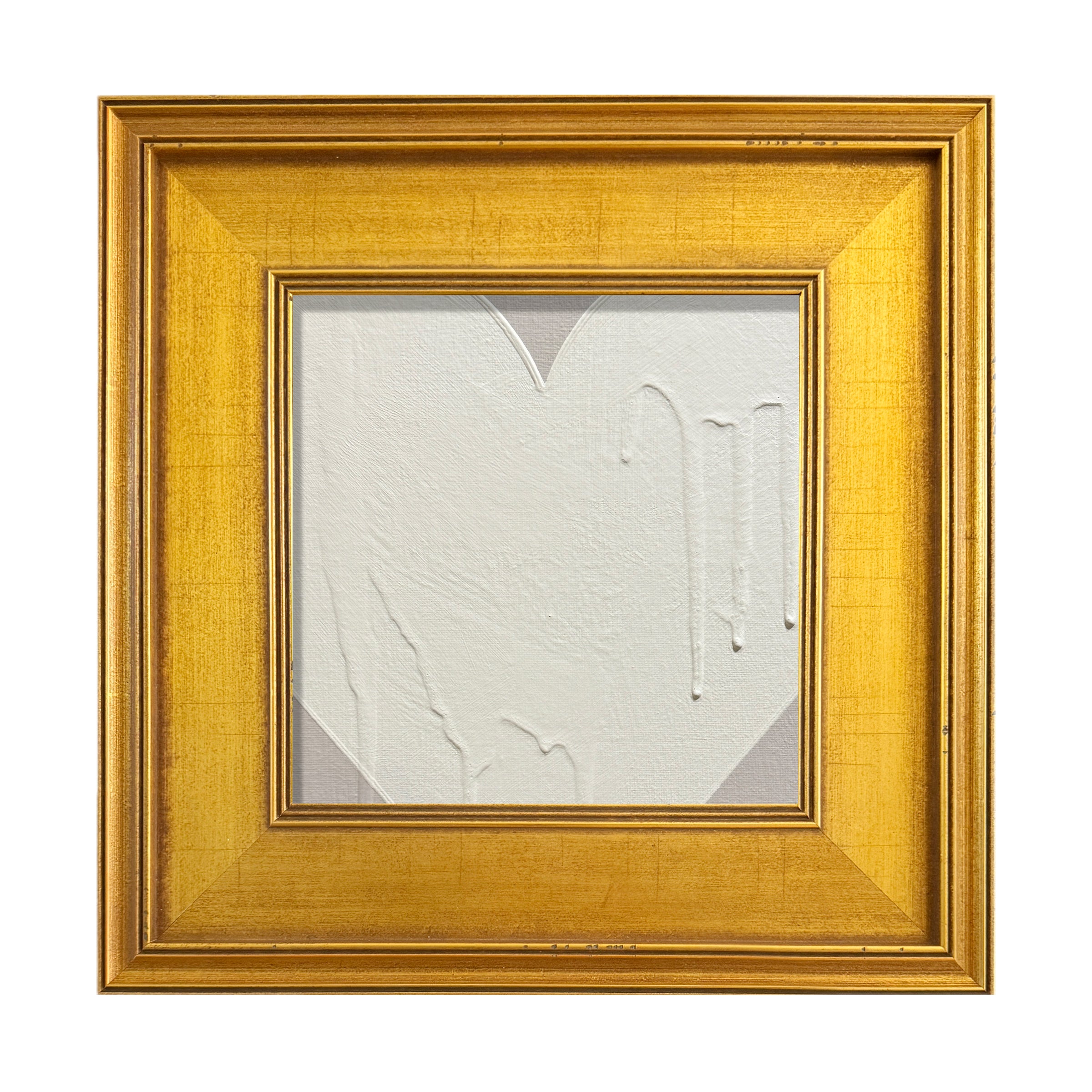 RON GIUSTI MINI HEART TAUPE CREAM ACRYLIC PAINTING - 8x8