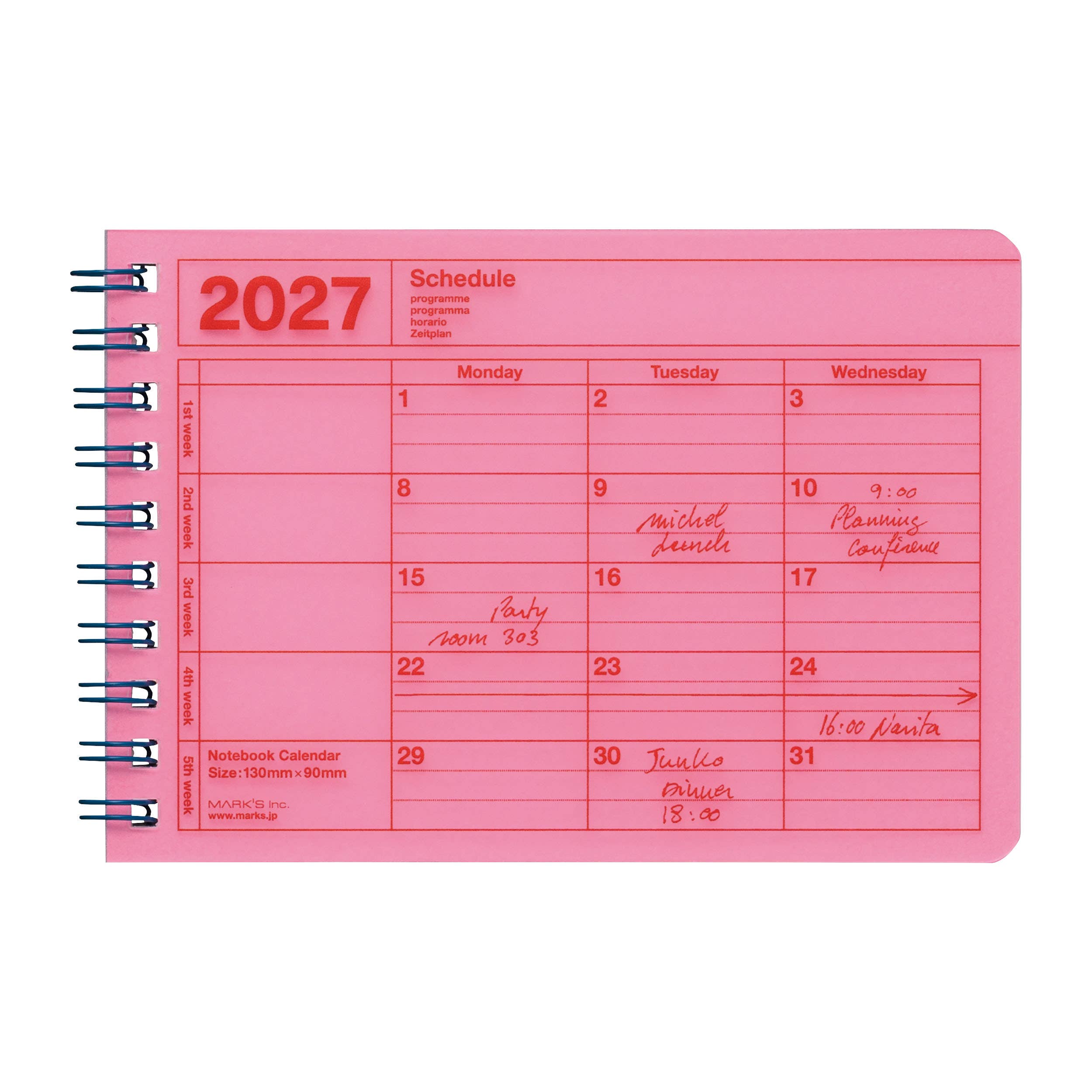 Notebook Calendar 2027 – Monthly Planner with Notes B7, XS : Neon Orange