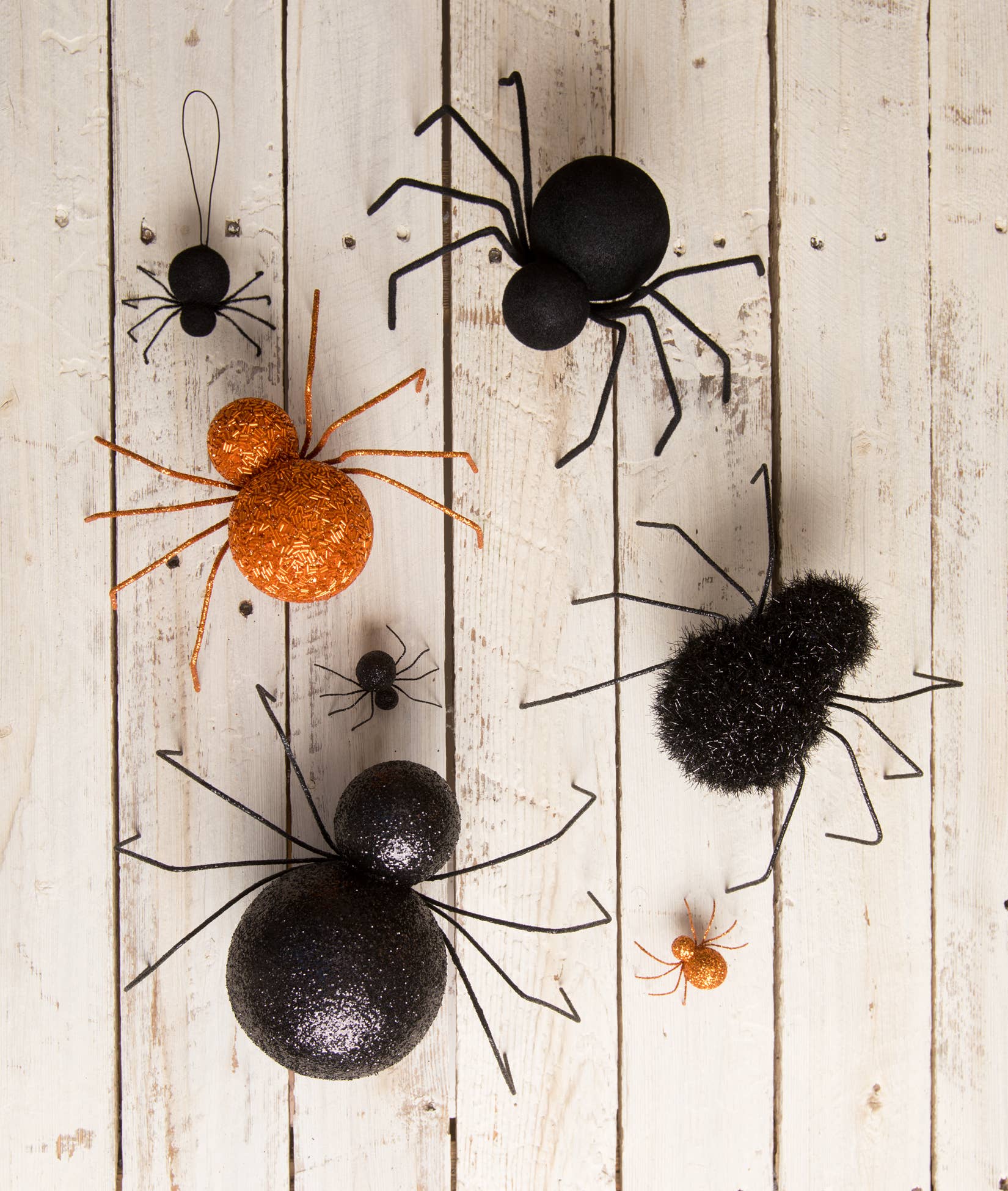 Black Flocked Spider Large