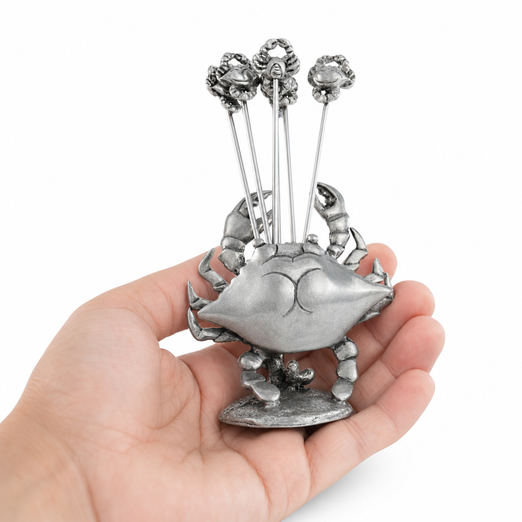 Pewter Blue Crab Cheese Pick Set