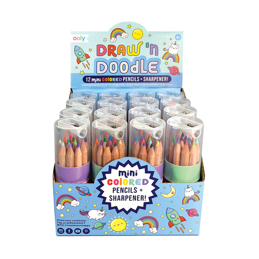 Draw 'n' Doodle Mini Colored Pencils + Sharpener - Rainbows and Unicorns