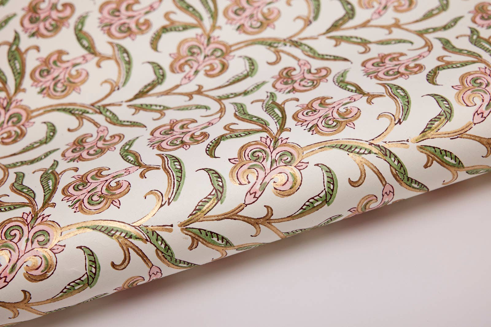 Block Printed Wrapping Paper Sheets - Iris Glitz Blush