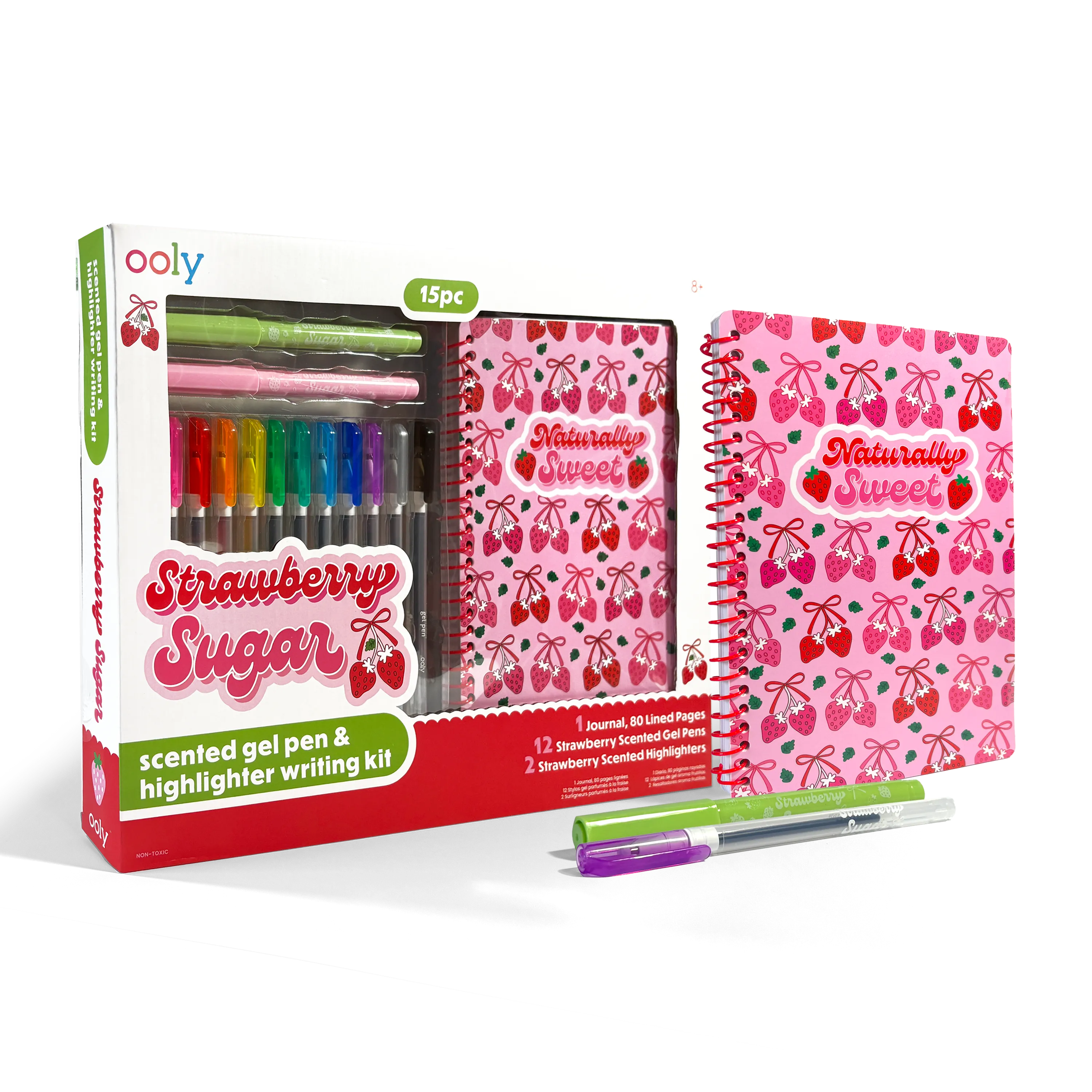 Strawberry Sugar: Scented Gel Pen & Highlighter Writing Kit