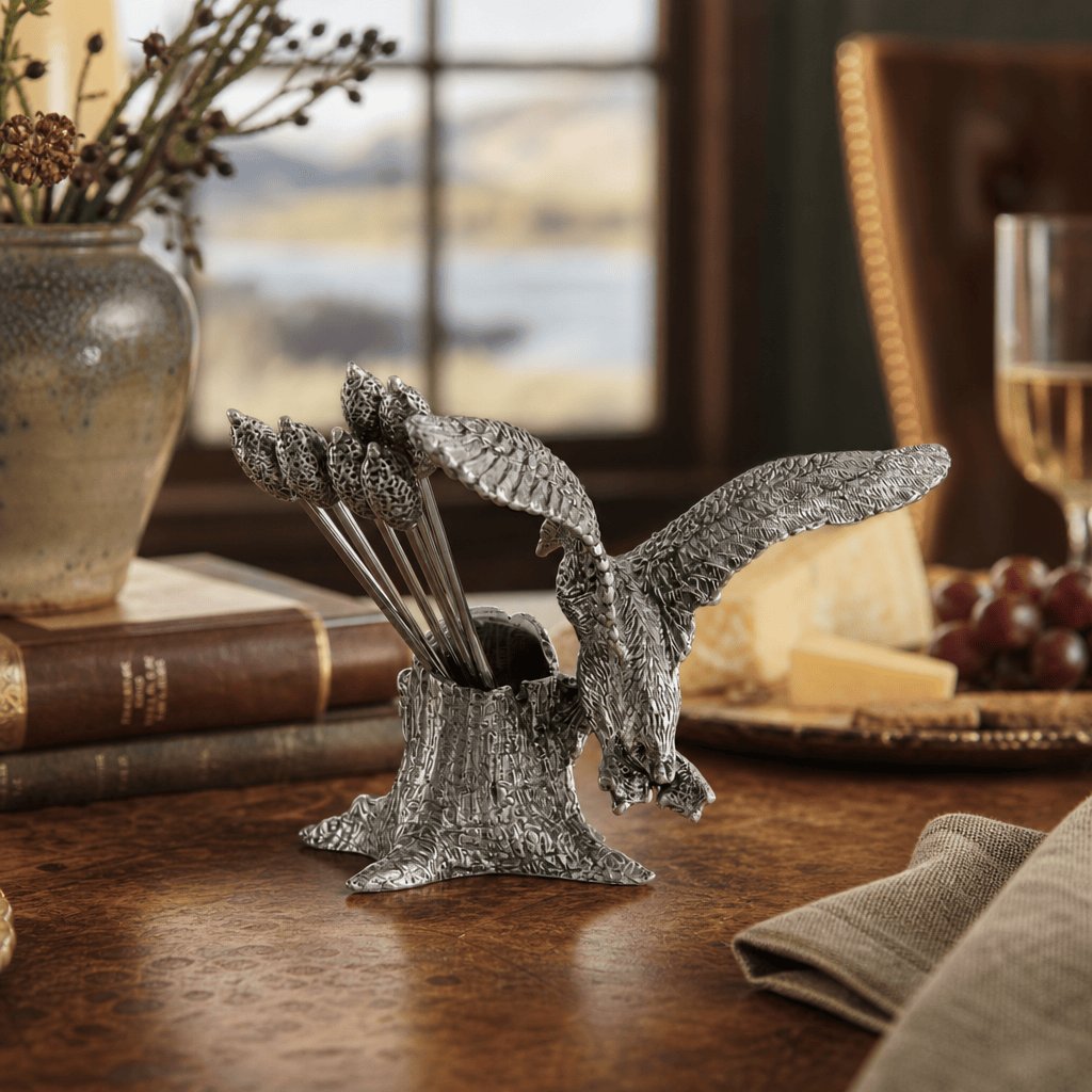 Pewter Mallard Duck Cheese Pick Set