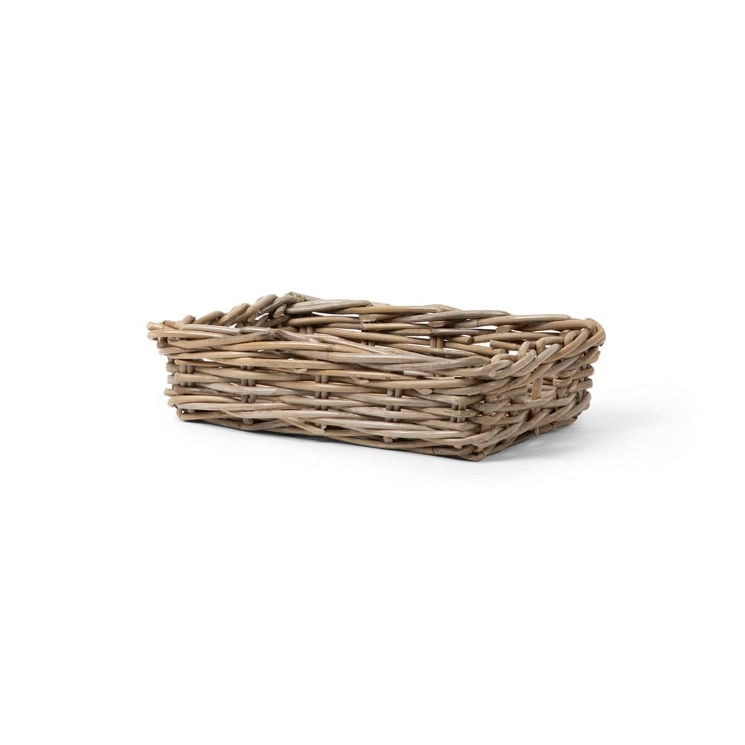 Rattan Rectangle Basket Tray: Large - 6" H