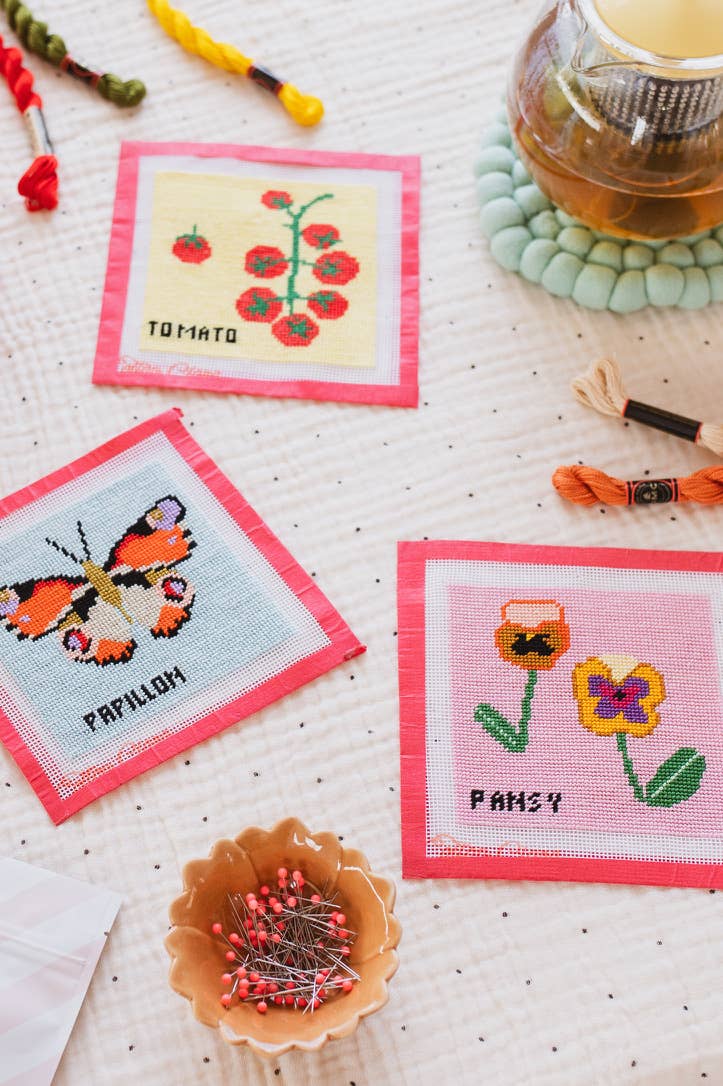 Pansy Needlepoint Kit - Beginner Craft Kit