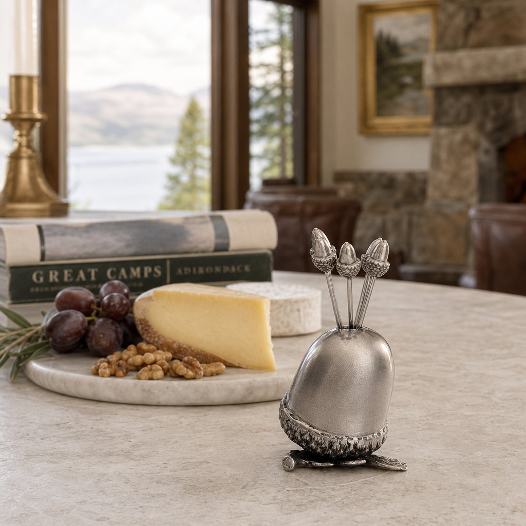 Pewter Acorn Cheese Pick Set