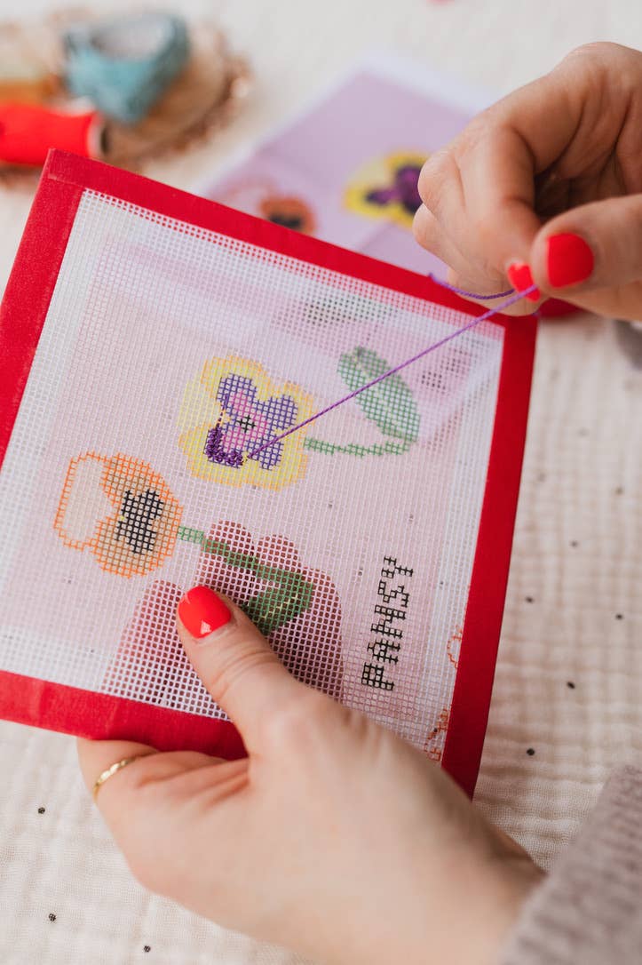 Pansy Needlepoint Kit - Beginner Craft Kit