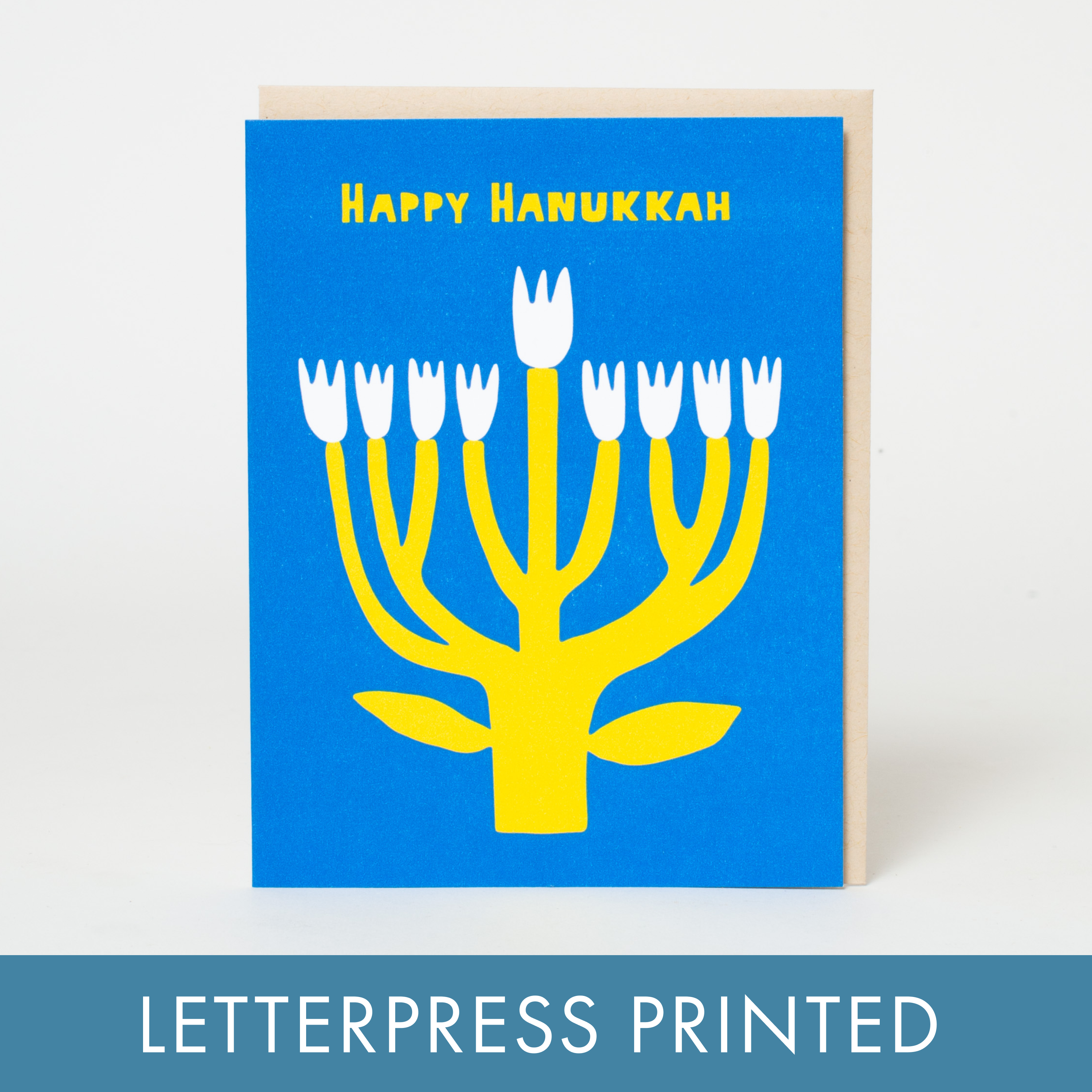 Hanukkah Flower Menorah Greeting Card by Suzy Ultman: Plastic sleeve