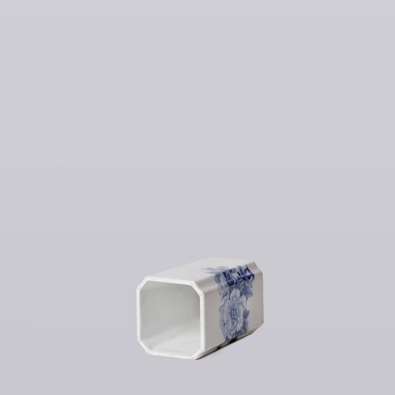 1920s Blue and White Porcelain Peony Square Vase