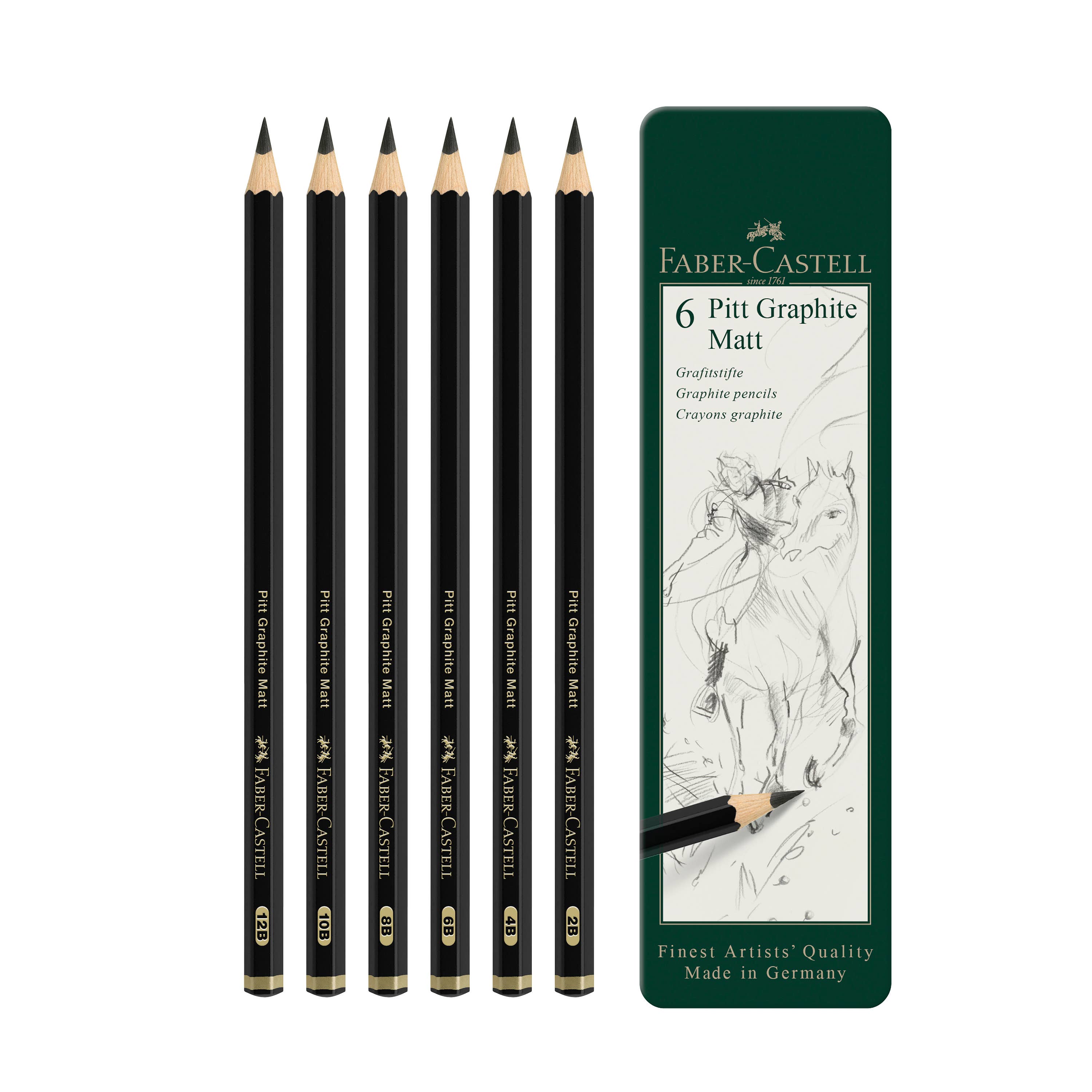 Pitt Graphite Matte Pencils, Tin of 6