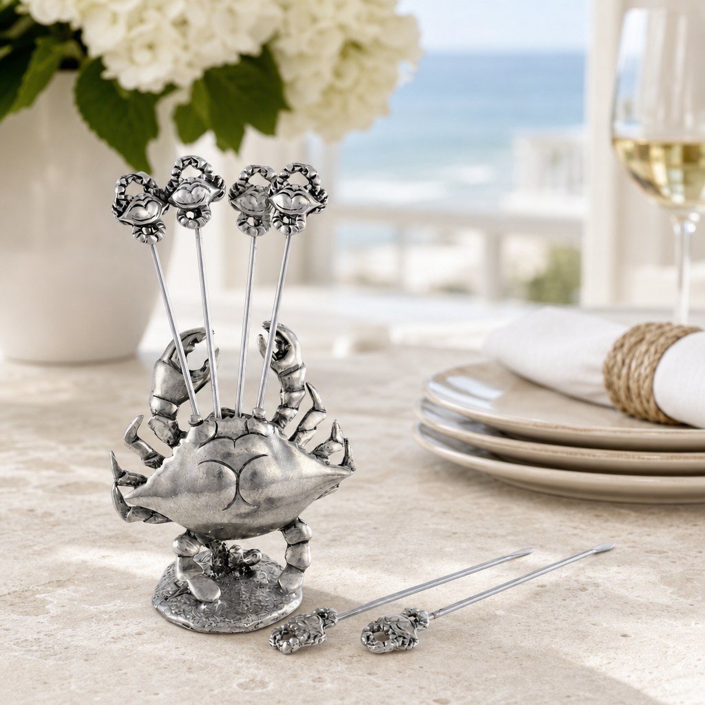 Pewter Blue Crab Cheese Pick Set