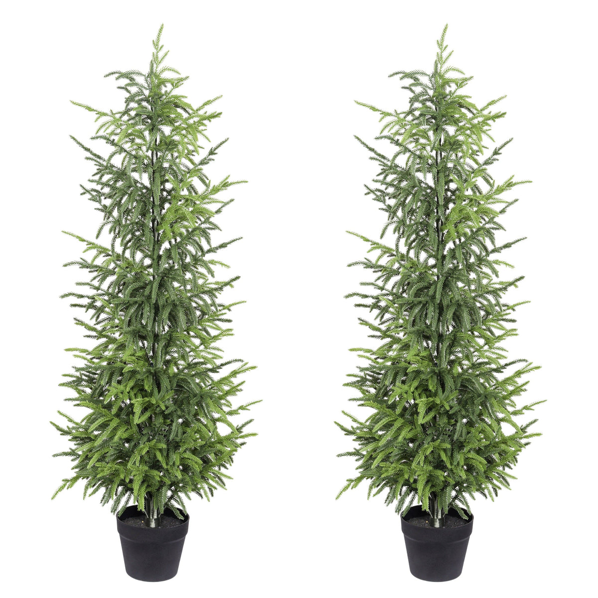 Artificial Pine Tree in Black Pot, 4- or 5-Foot, Single or Set of 2: 4' / 1pc/set