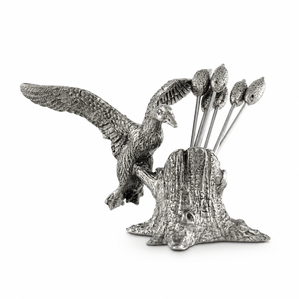 Pewter Mallard Duck Cheese Pick Set