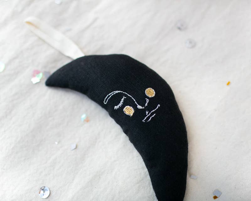 Black/Gold Moon Man - Lavender & Cotton Ornament, Token