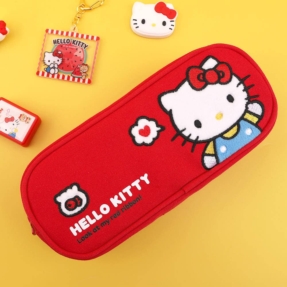 Hello Kitty Cotton Applique Pencil Case Multi Pouch