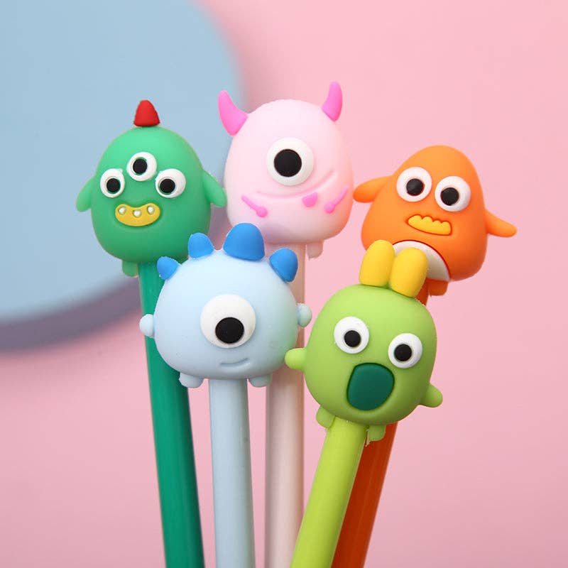 Cute Monster Retractable Gel Pen - Pink