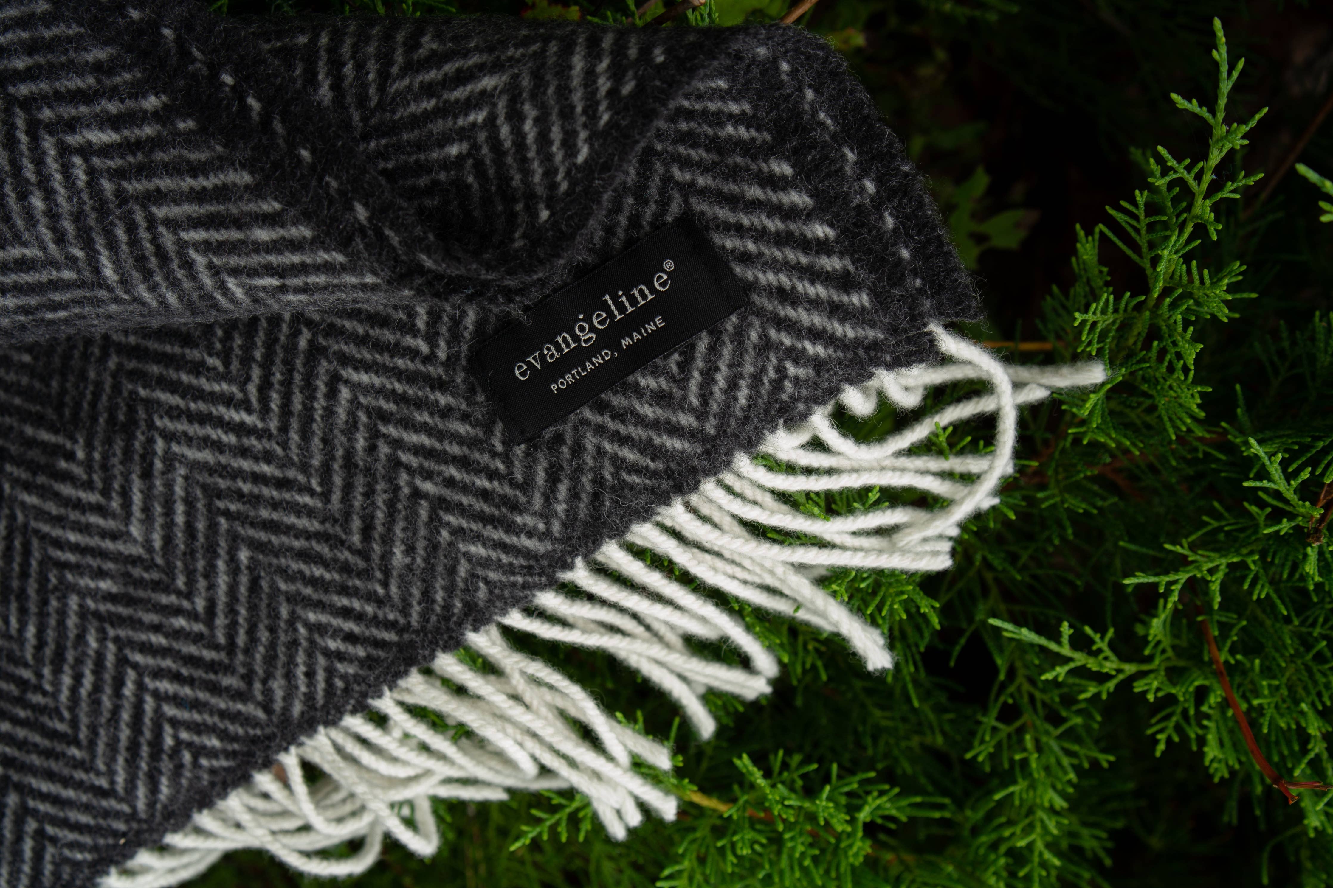 Herringbone w/ Cashmere Throws: Fog