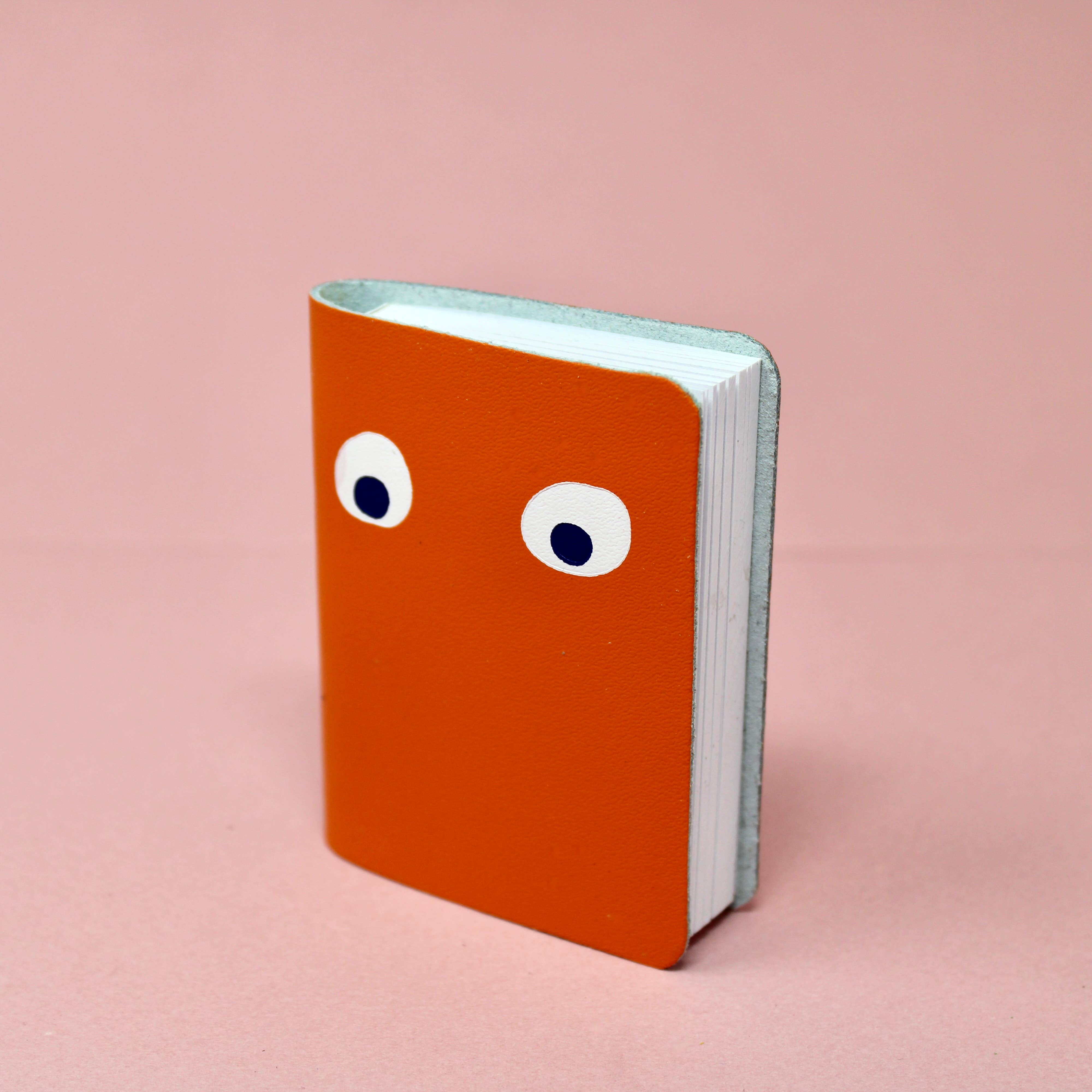 Googly Eye Mini Leather Notebook: Apple Green