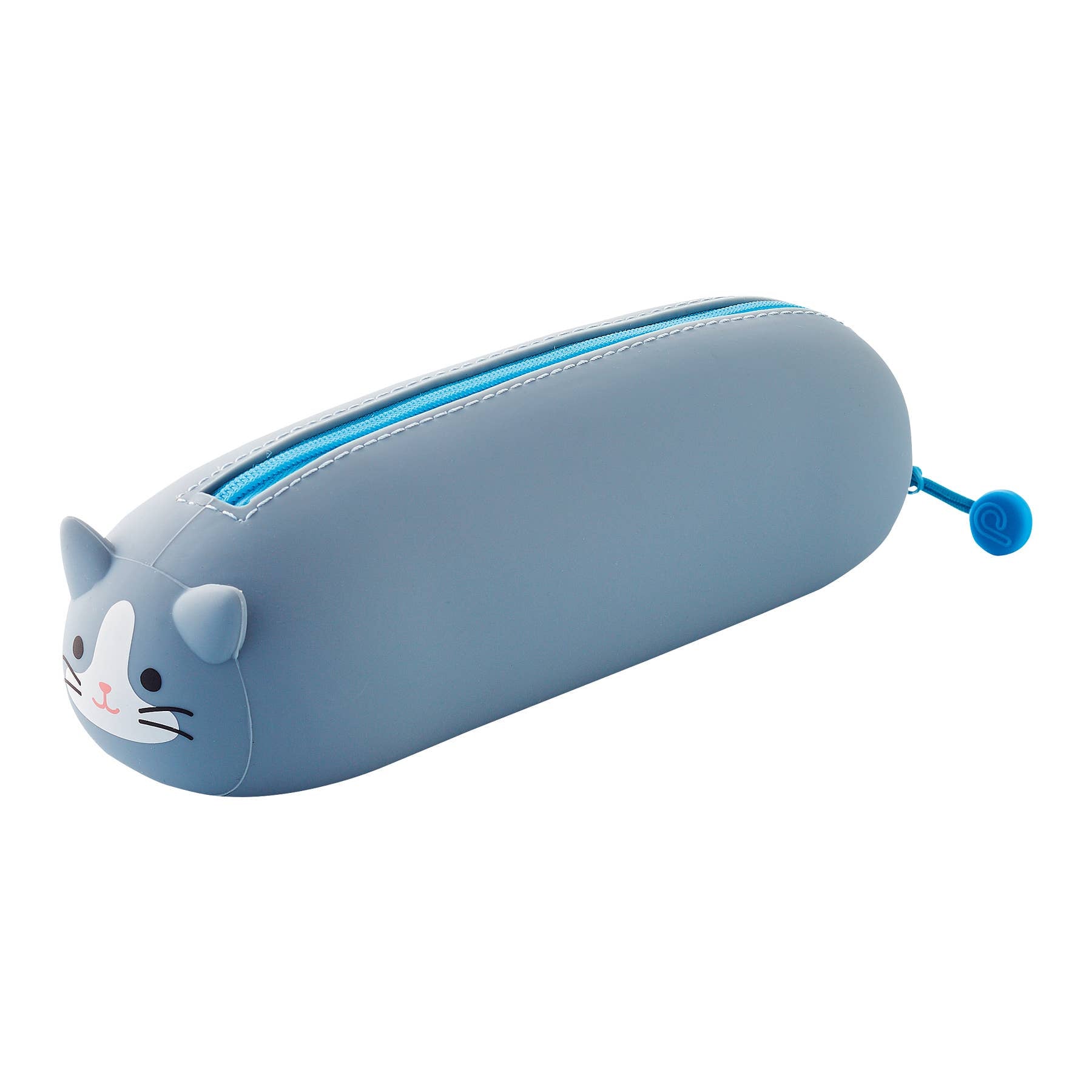 PuniLabo Lying Down Zipper Pouch: Gray Cat