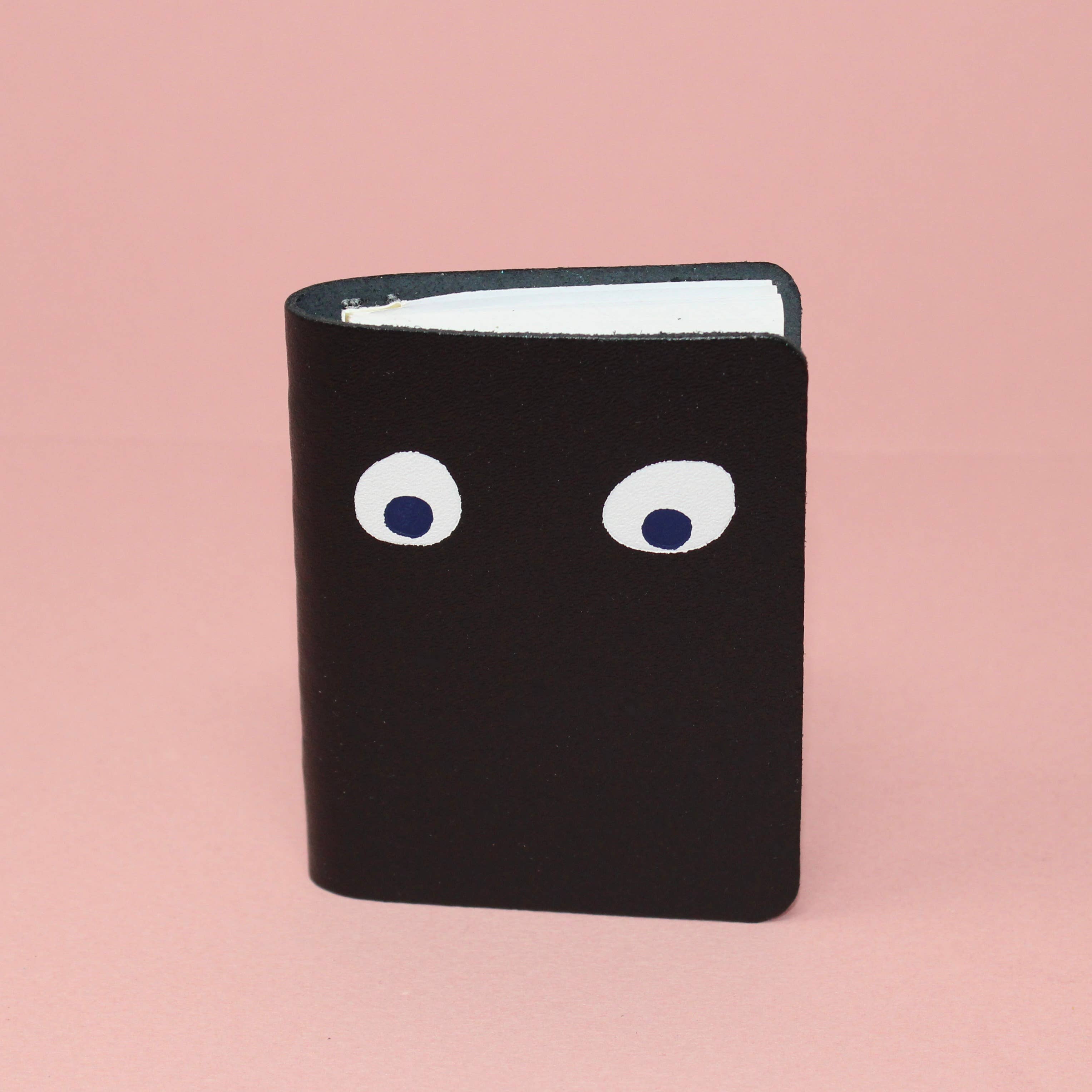 Googly Eye Mini Leather Notebook: Apple Green