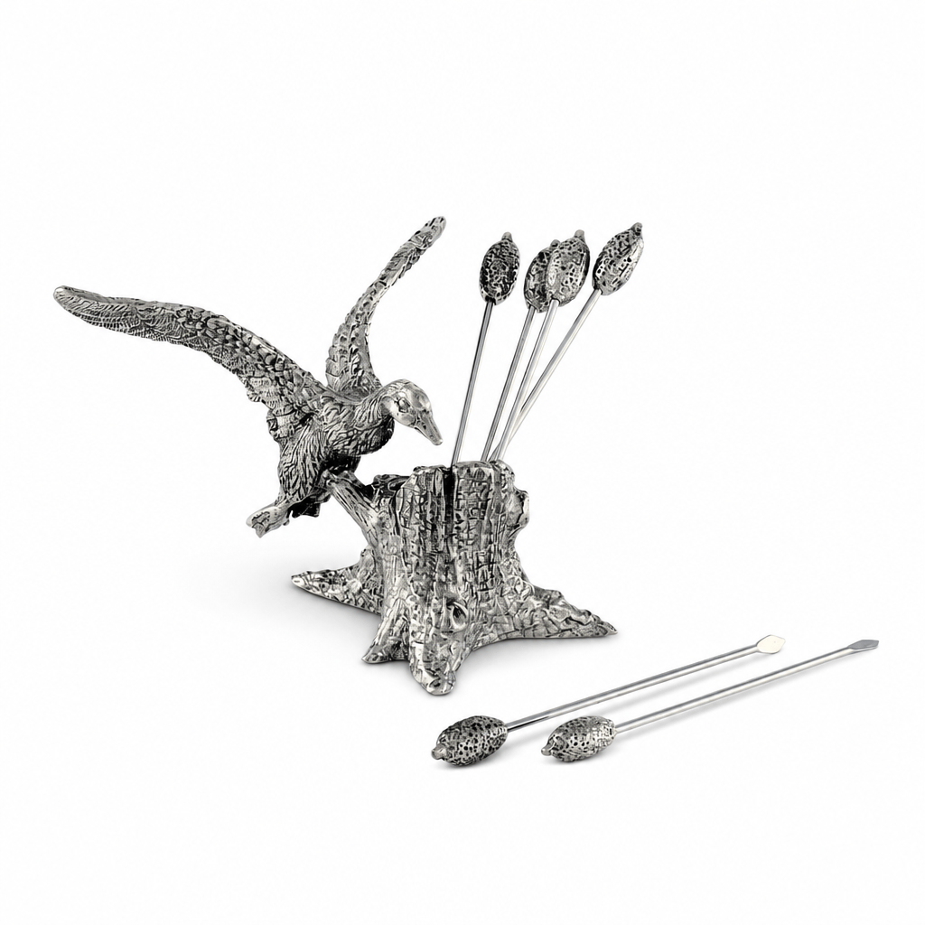 Pewter Mallard Duck Cheese Pick Set