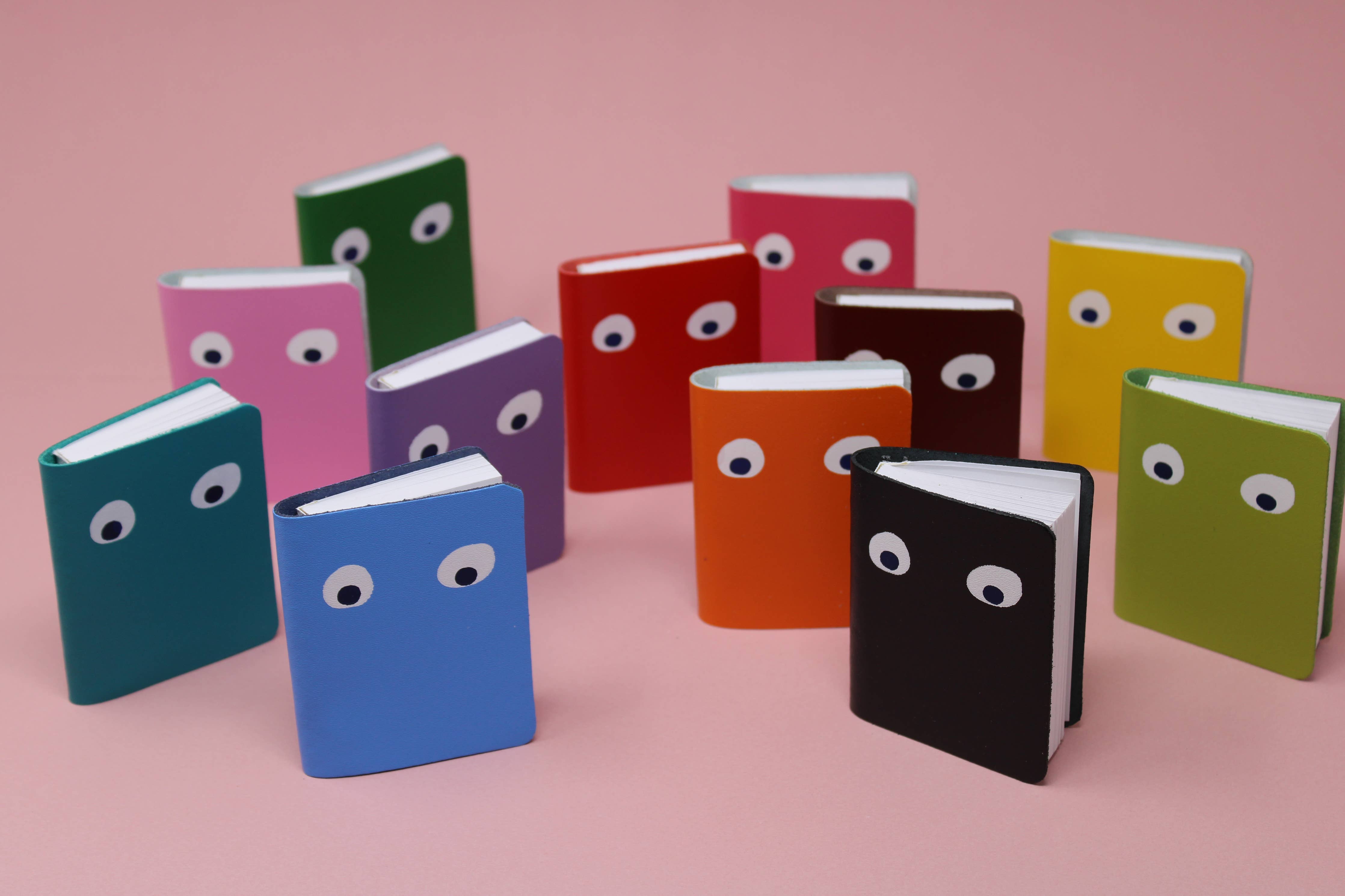 Googly Eye Mini Leather Notebook: Apple Green