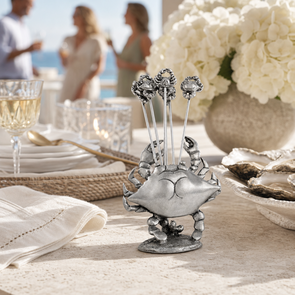 Pewter Blue Crab Cheese Pick Set