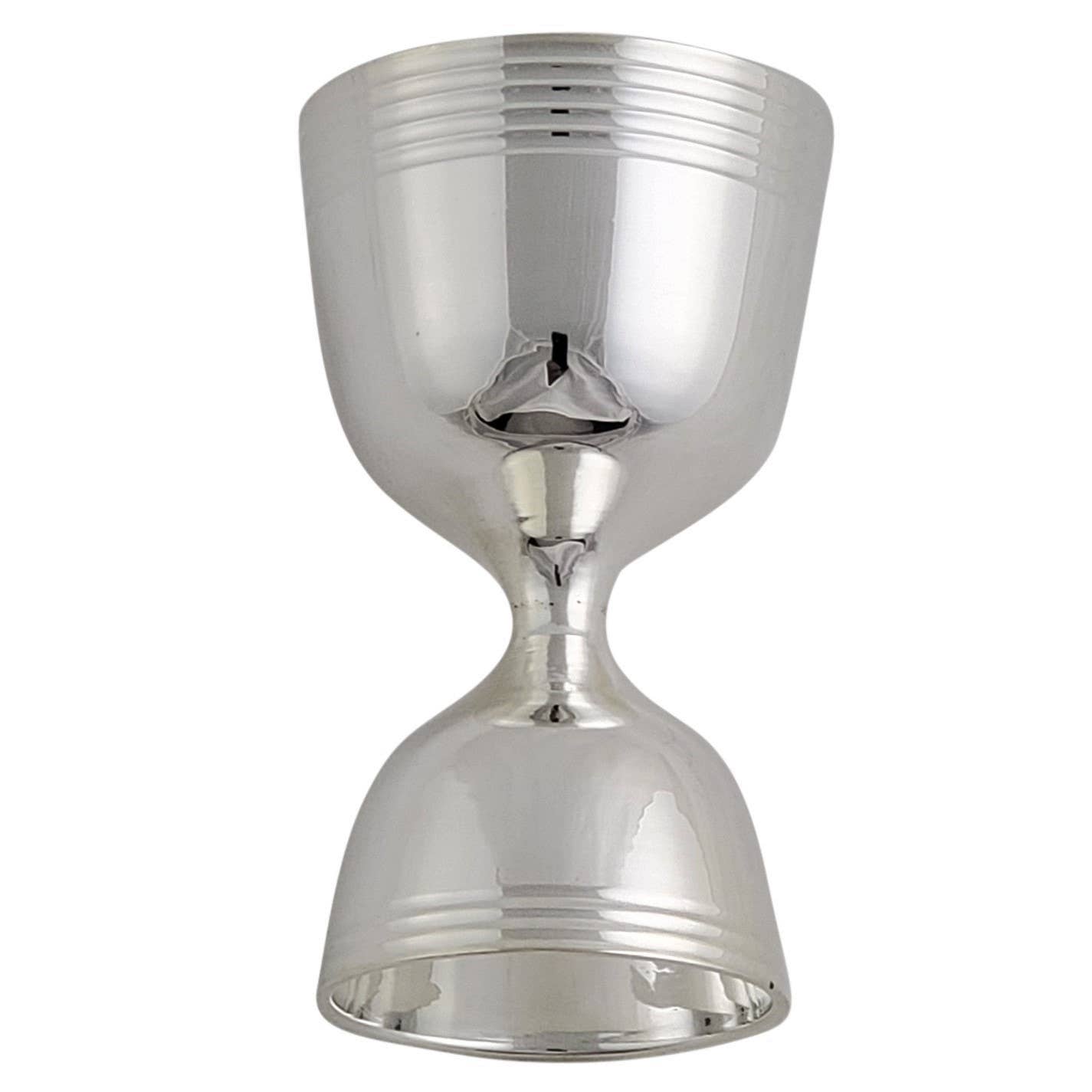 Double Ribbed Double Measure Silver Plate. SKU #: C729.