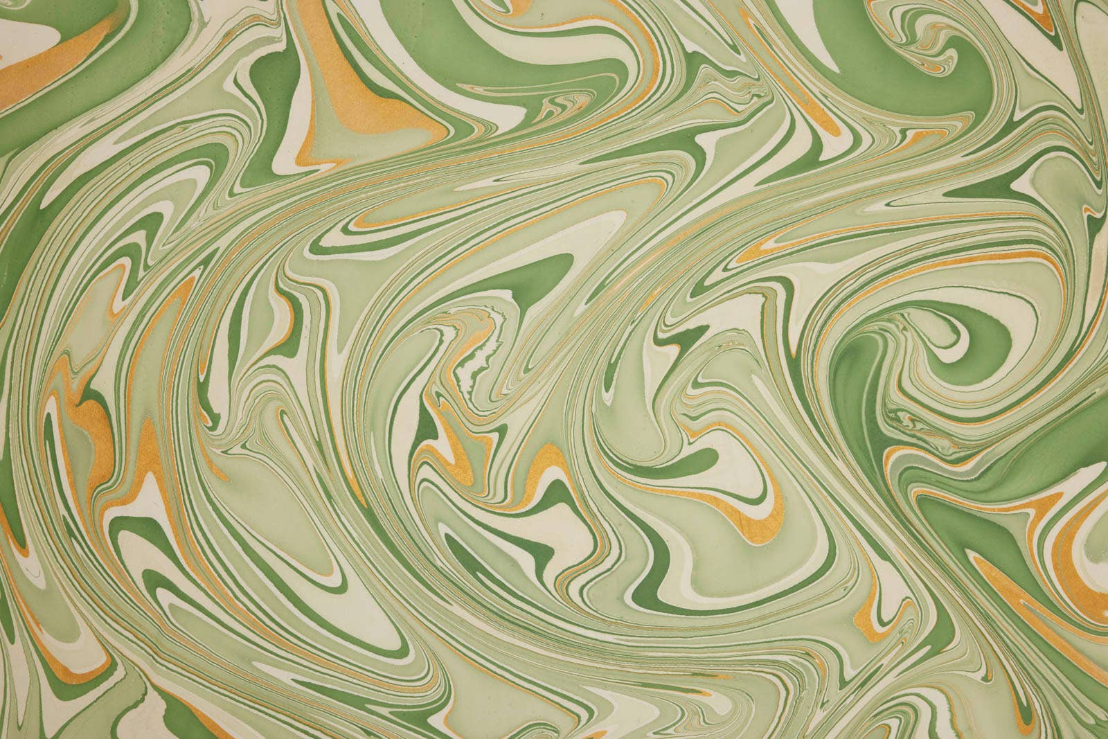 Hand Marbled Wrapping Paper Sheets - Waves Matcha