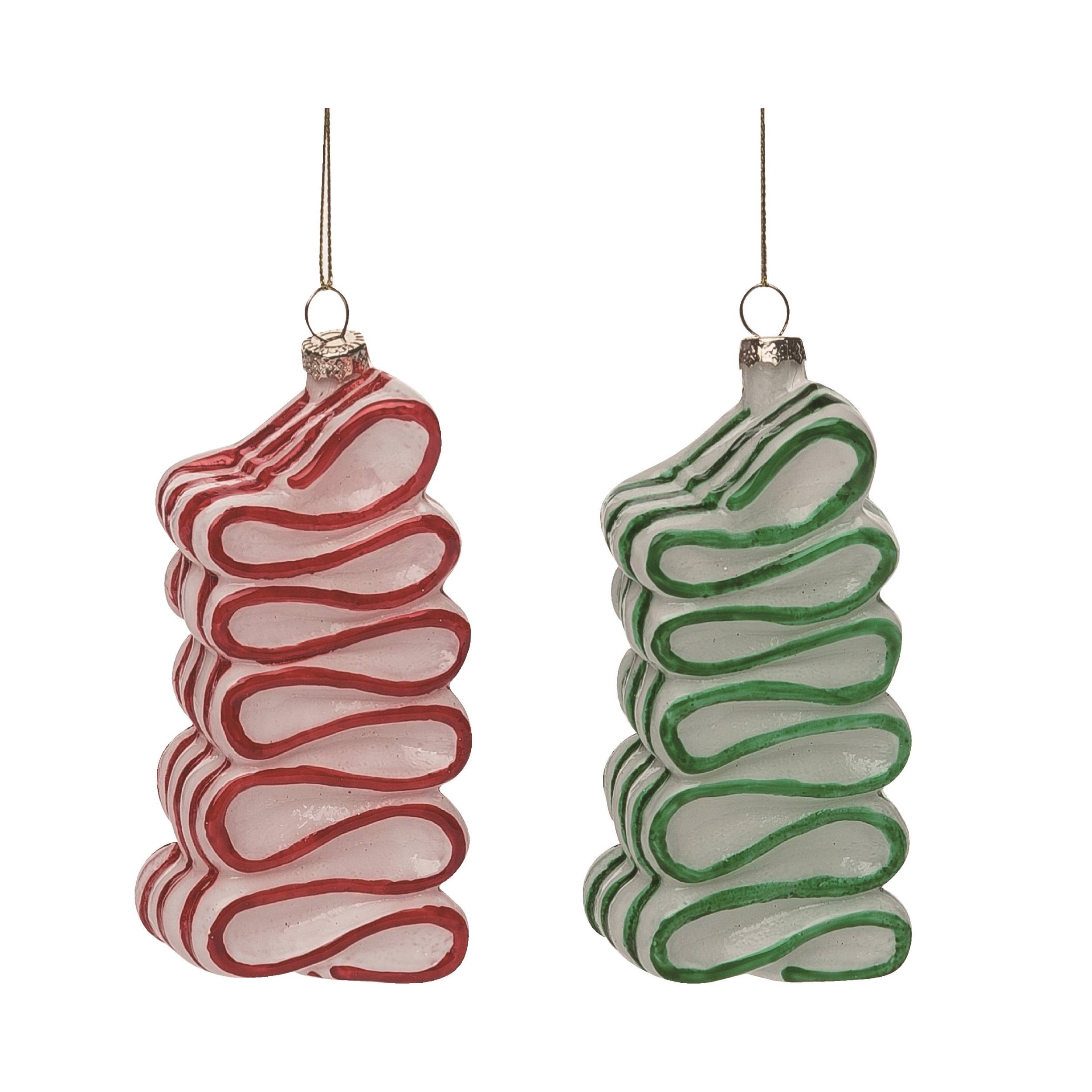 Christmas Glass Swirly Candy Ornament Glass - Green