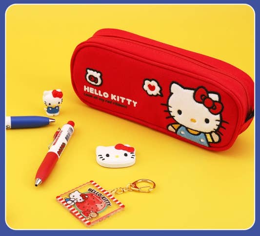 Hello Kitty Cotton Applique Pencil Case Multi Pouch