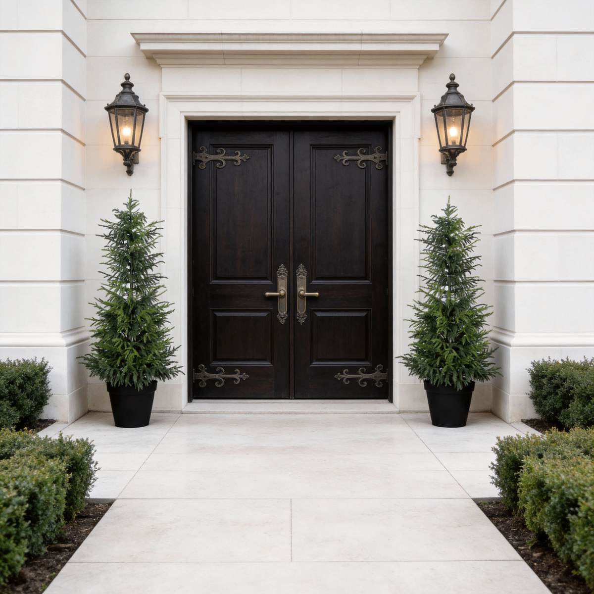 Artificial Pine Tree in Black Pot, 4- or 5-Foot, Single or Set of 2: 4' / 1pc/set