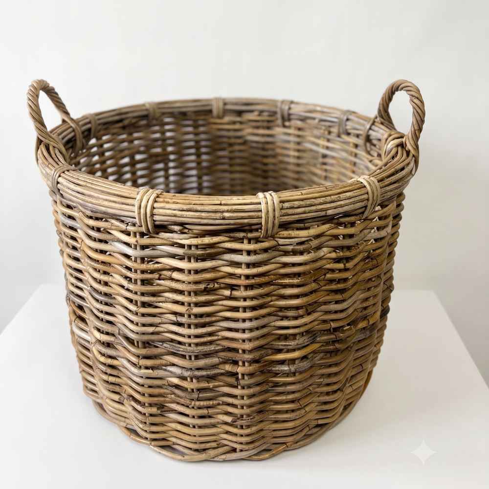 Black Mountain Rattan Round Basket: XLarge - 24" H
