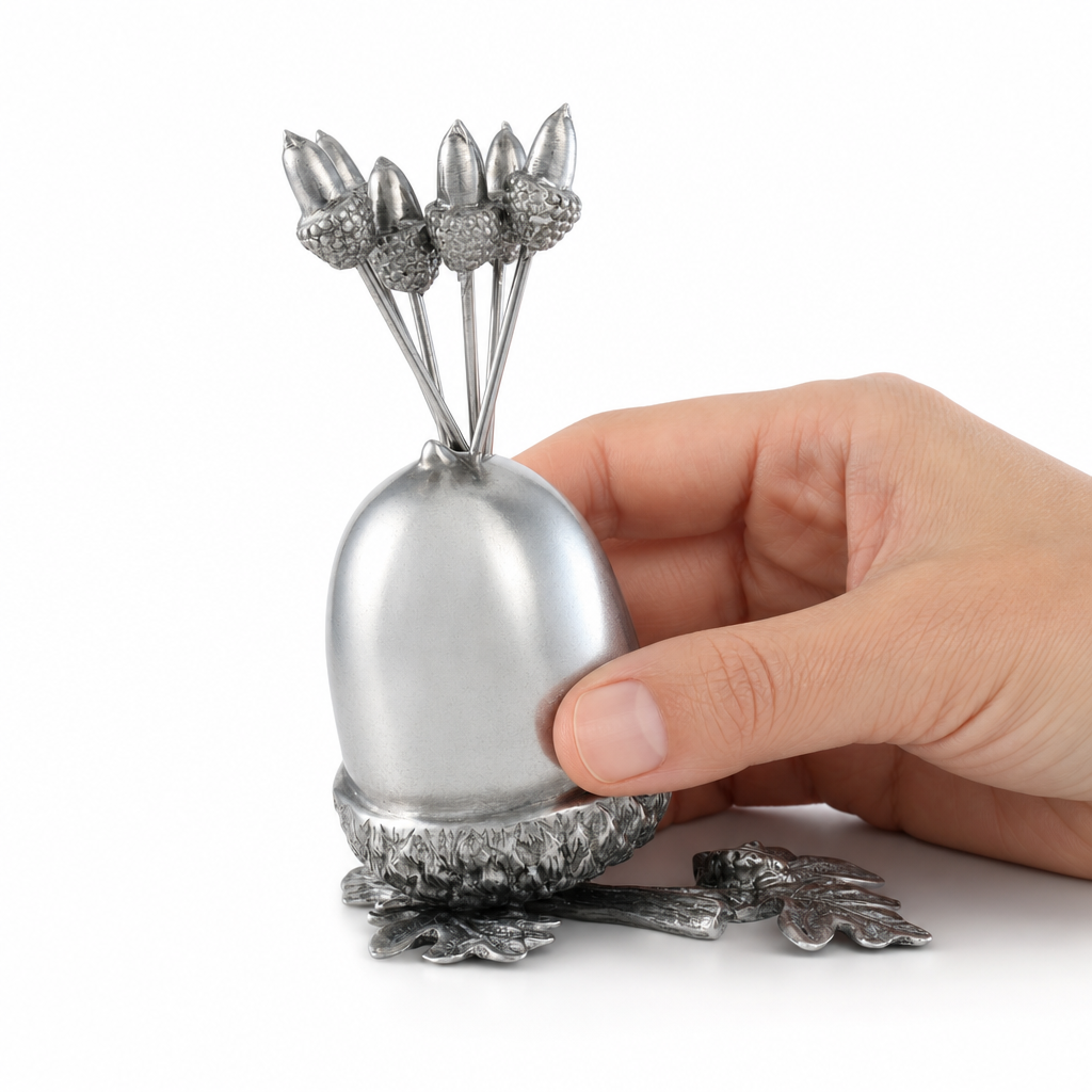 Pewter Acorn Cheese Pick Set
