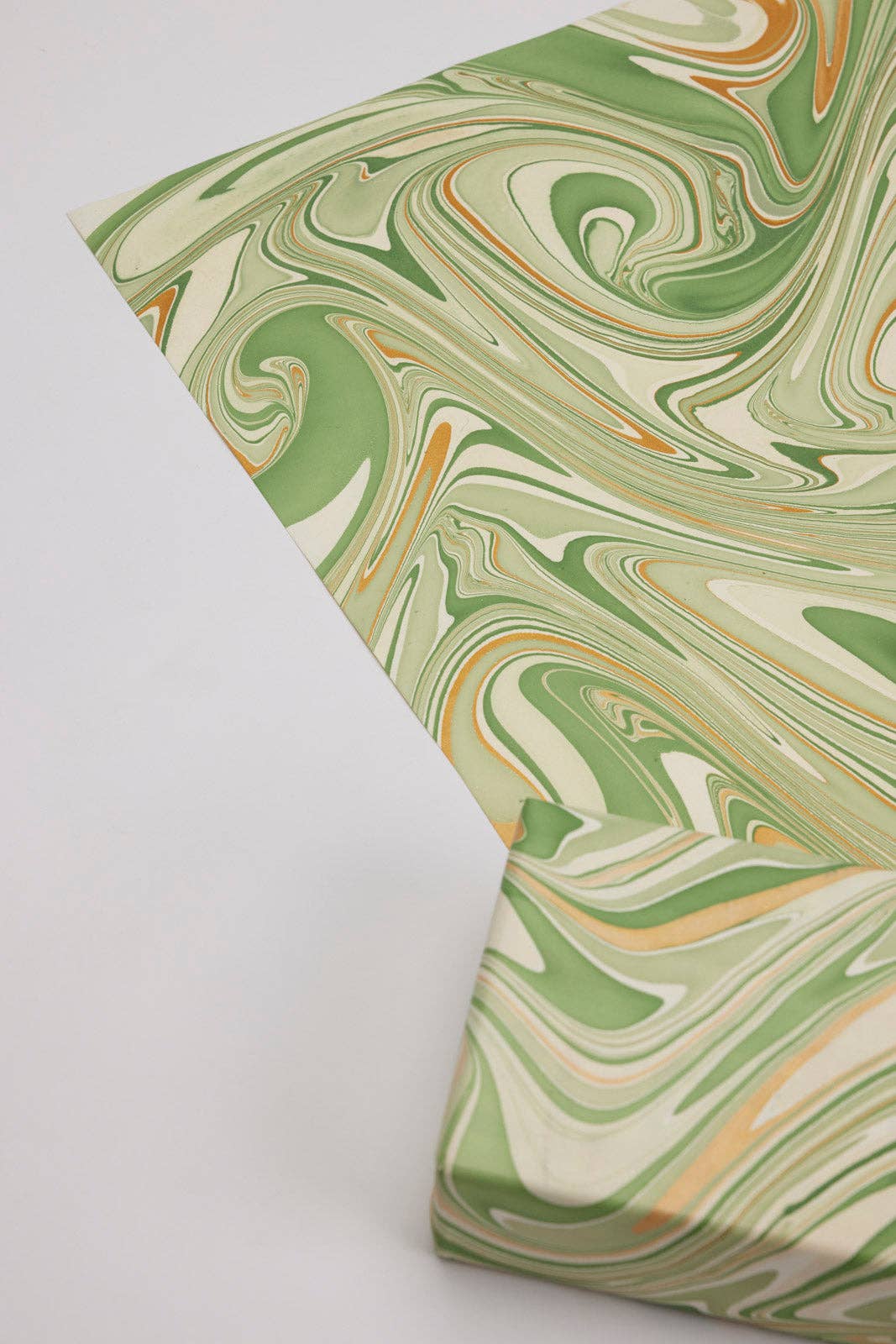 Hand Marbled Wrapping Paper Sheets - Waves Matcha