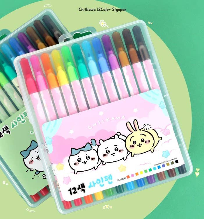 Chiikawa 12 Color Felt-tip Pen Marker SET with CASE