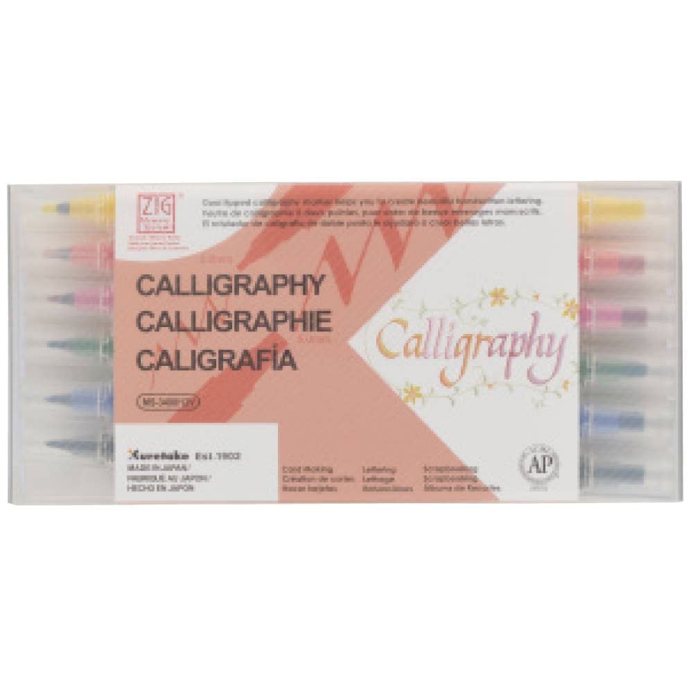 ZIG Memory System Calligraphy Marker Sets: 12 Color Set