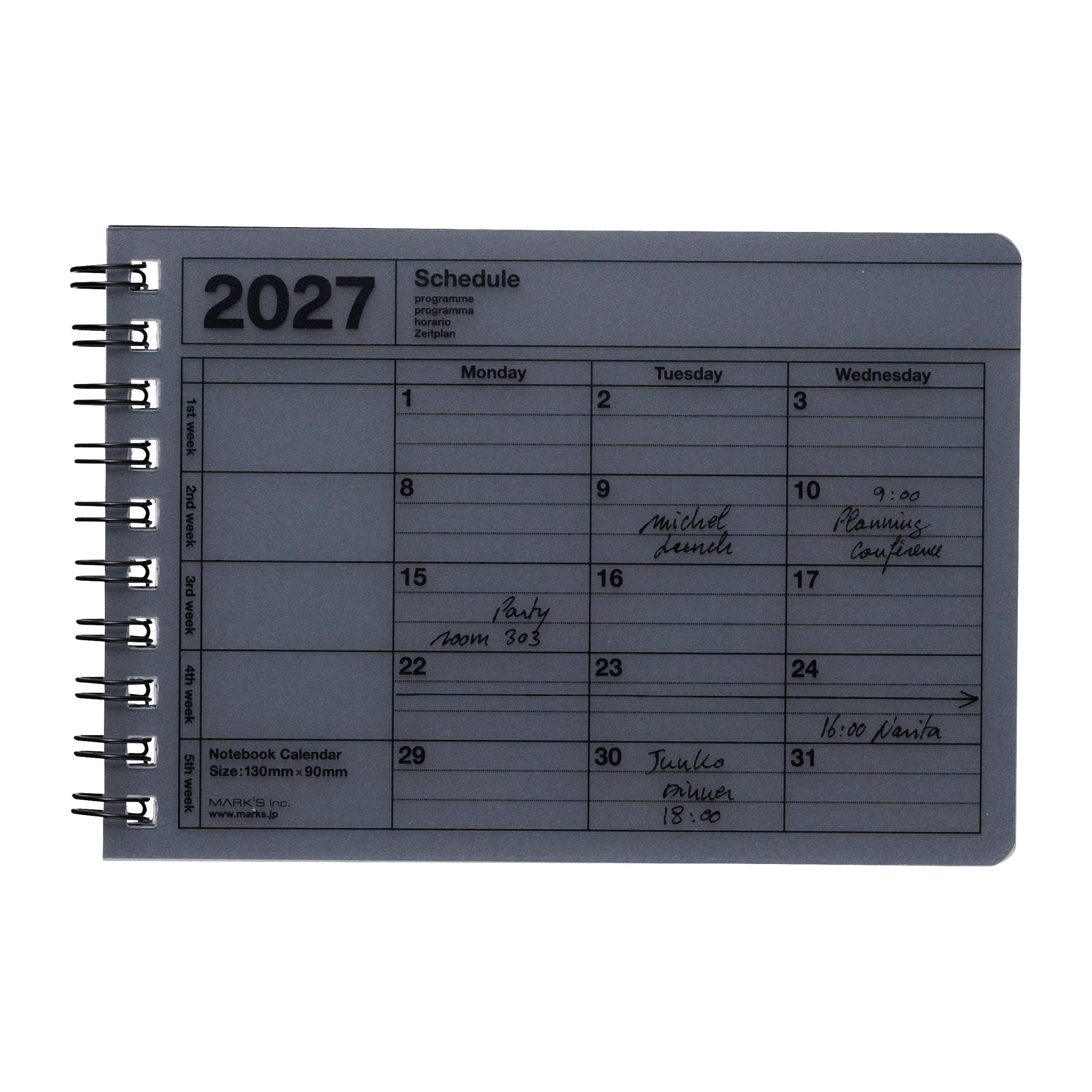 Notebook Calendar 2027 – Monthly Planner with Notes B7, XS : Ivory