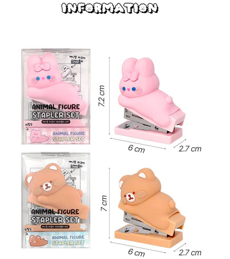 Animal Figure Stapler Set – Cute Bunny & Bear Edition